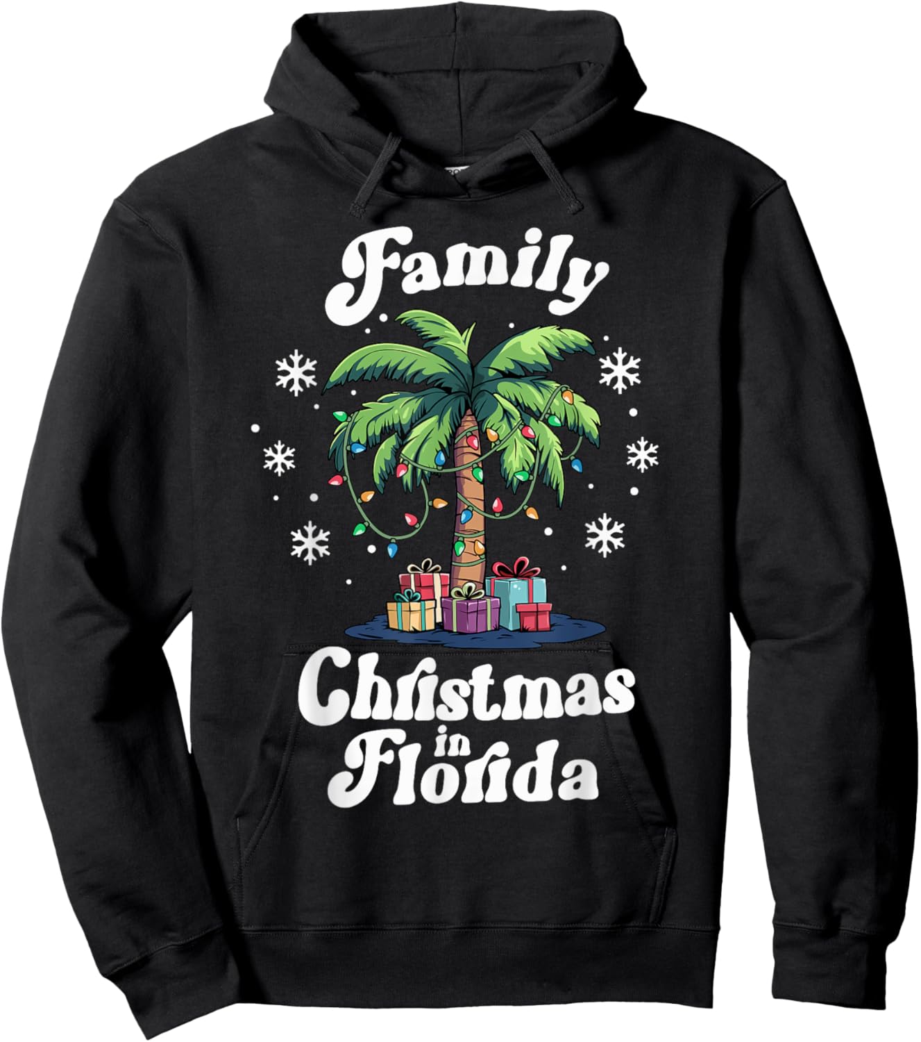 Matching Family Christmas in Florida Tropical Palm Tree Hoodie - Hoodie | Black