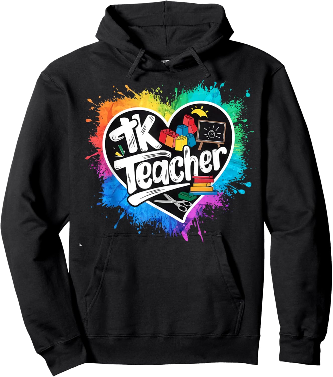 TK Teacher Transitional Kindergarten Heart Back To School Hoodie - Hoodie | Black