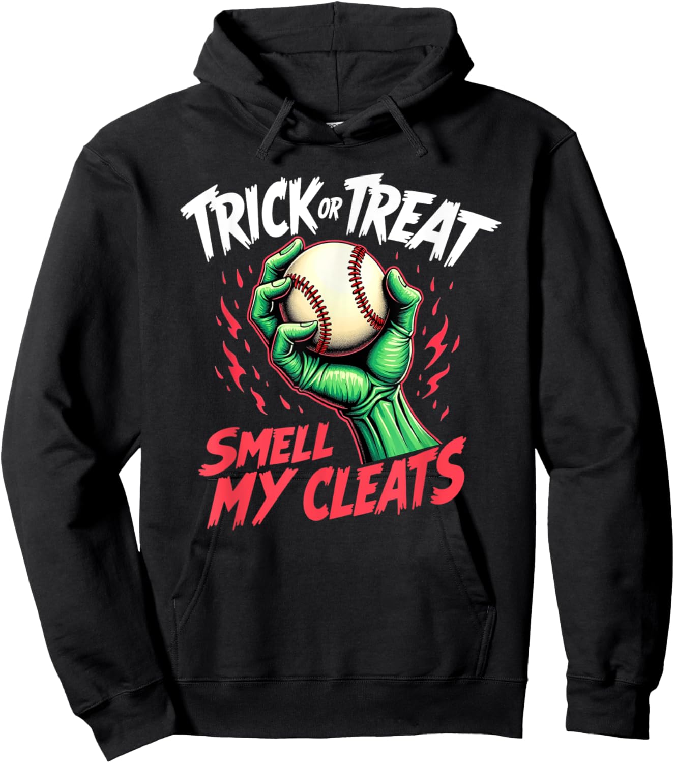 Trick Or Treat Smell My Cleats Baseball Halloween Hoodie - Hoodie | Black