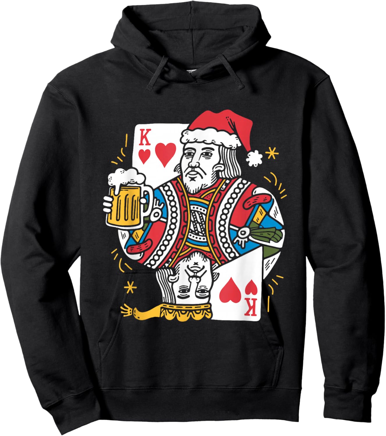 King Of Hearts With Beer - Vintage Card Game Beer Lover Hoodie - Hoodie | Black