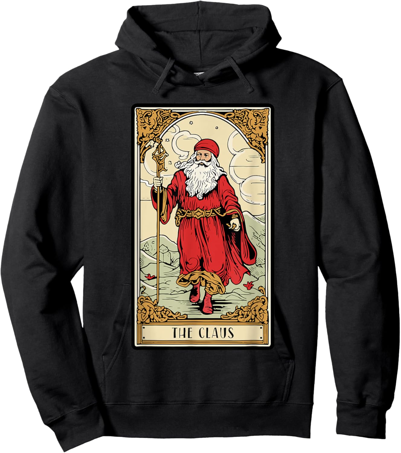 Vintage Santa Claus Card Christmas Aesthetic Mystical Hoodie - Hoodie | Black