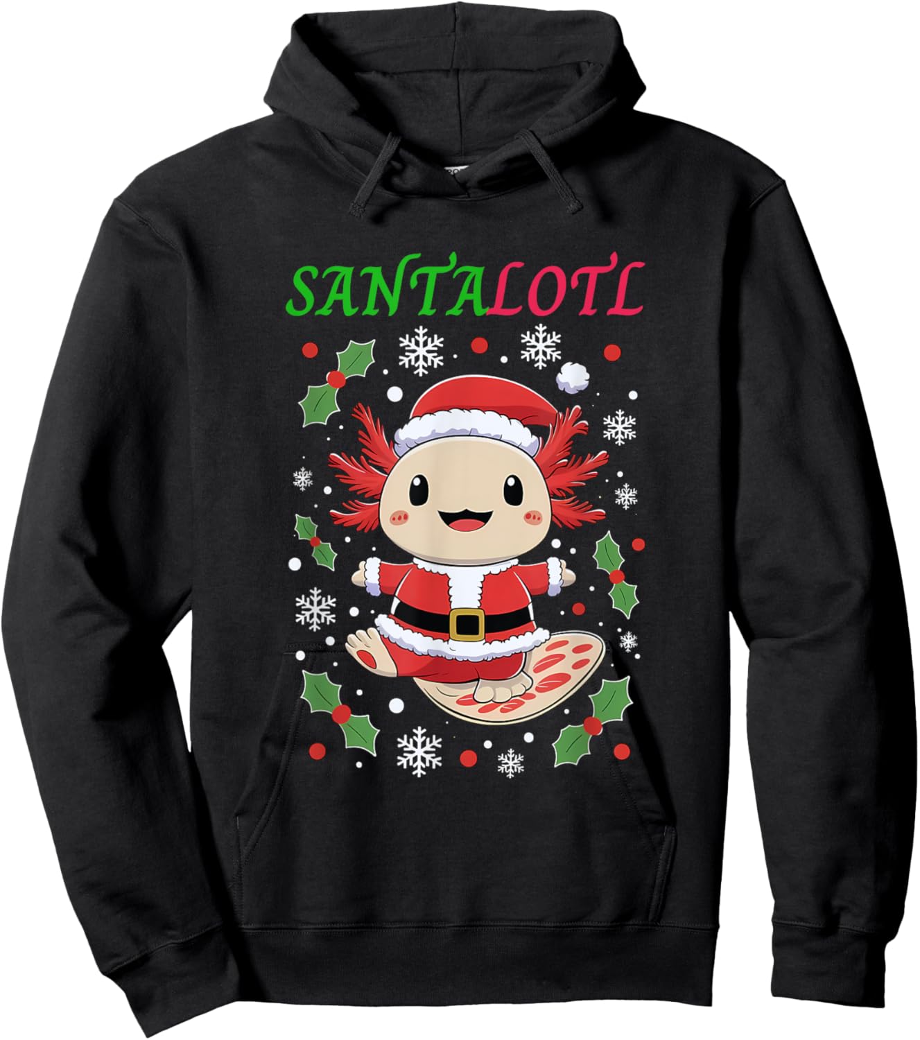 Santalotl Christmas Cute Santa Axolotl For Axolotl Lover Hoodie - Hoodie | Black