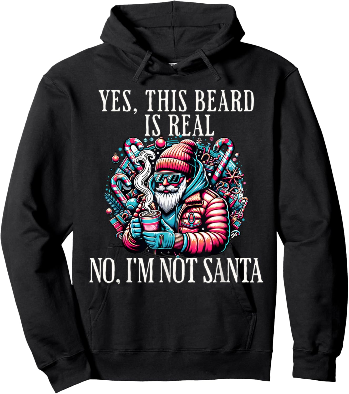 Yes This Beard Is Real No I'm Not Santa Christmas Bearded Hoodie - Hoodie | Black