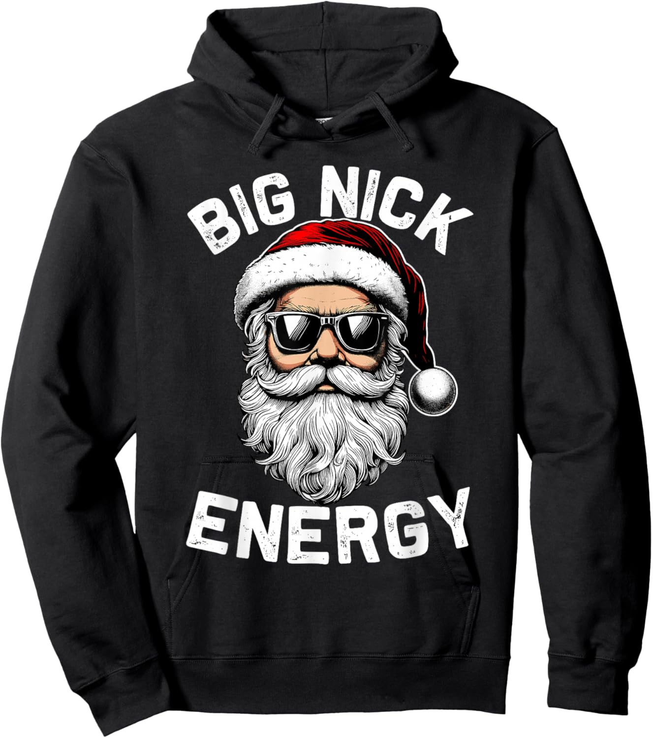 Big Nick Energy Funny Inappropriate Christmas Men Santa Face Hoodie - Hoodie | Black