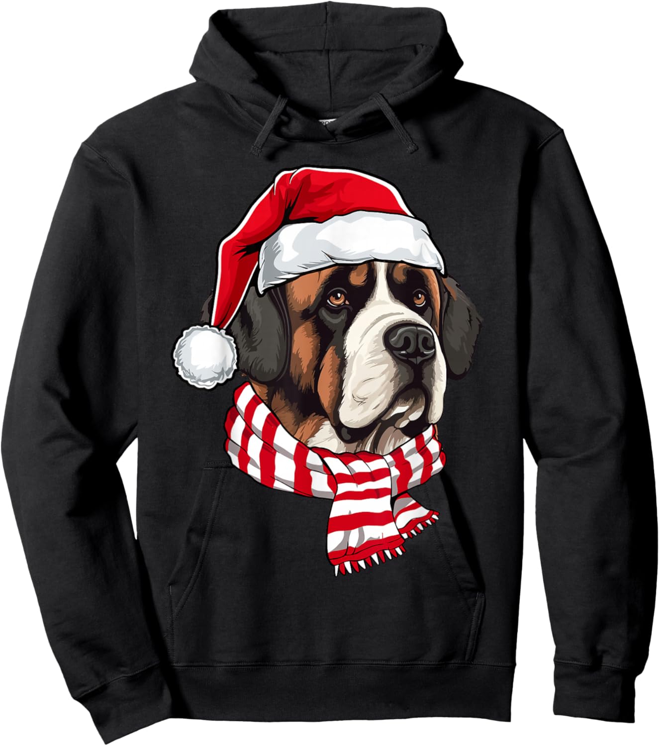 Santa St Bernard Christmas Dog Lover Men Women Kids Hoodie - Hoodie | Black