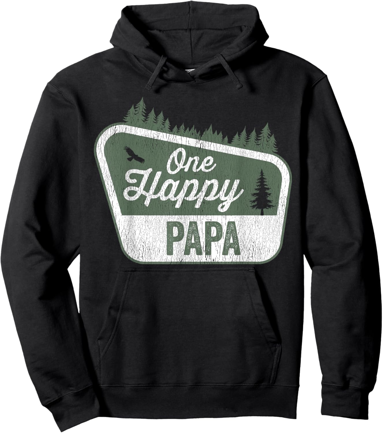 One Happy Papa Matching Family Birthday Party Camping Hoodie - Hoodie | Black
