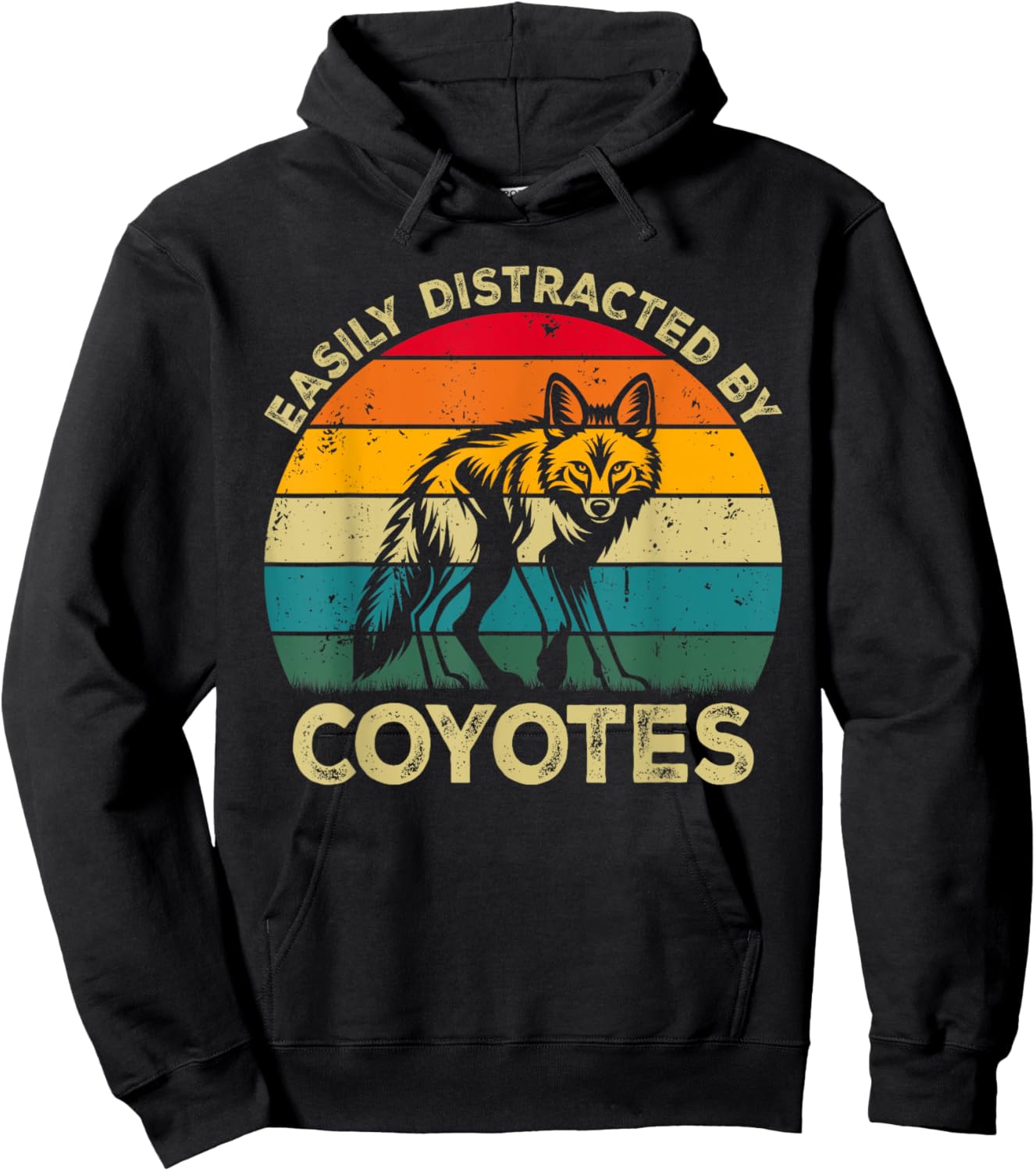 Easily Distracted By Coyotes, Funny Cute Coyote Lovers Hoodie - Hoodie | Black