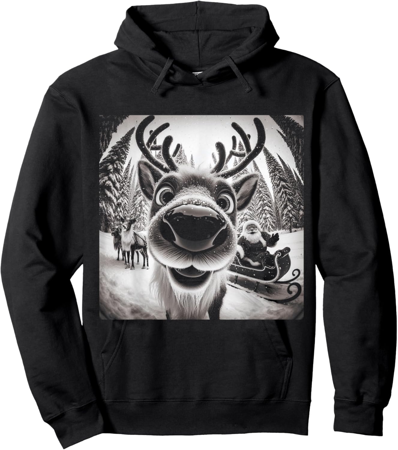 Funny Reindeer Selfie Christmas Hoodie - Hoodie | Black