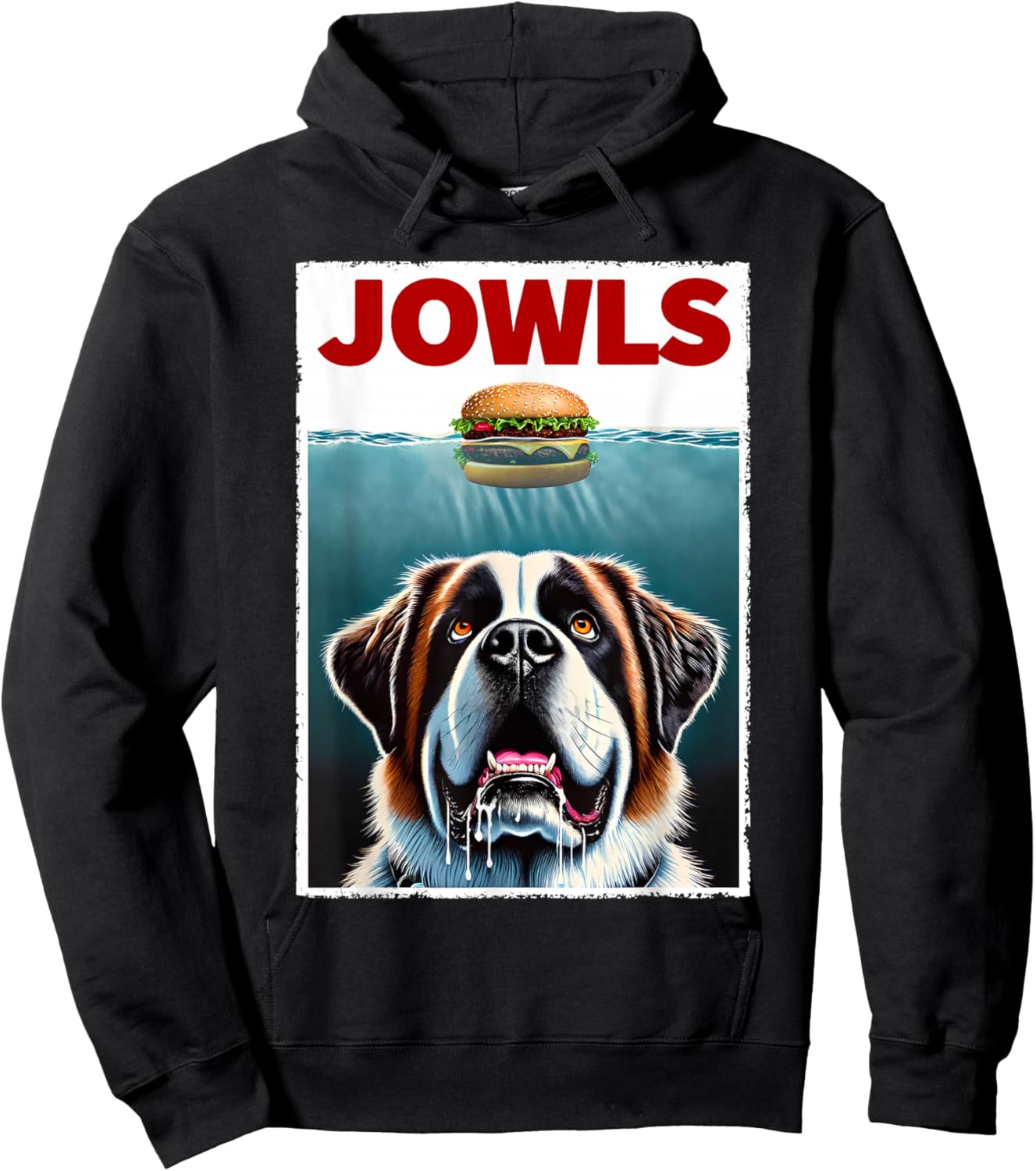 Funny Saint Bernard and Hamburger Parody Jowls Dog Lover Men Women Kids Hoodie - Hoodie | Black