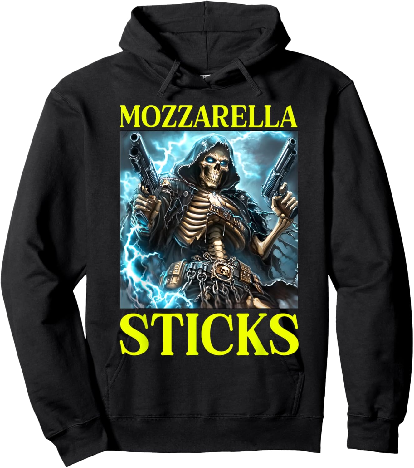 Hard Skeleton Meme Mozzarella Sticks Hoodie - Hoodie | Black