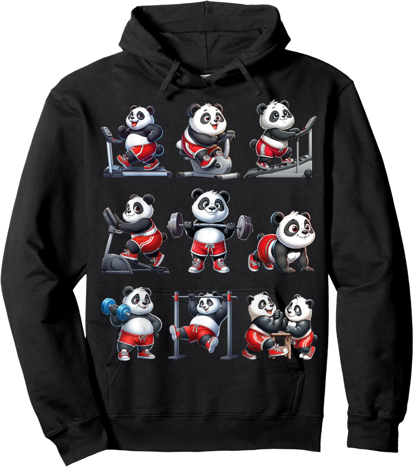 Panda Fitness Collection Gym Workout Weightlifting Sport Hoodie - Hoodie | Black