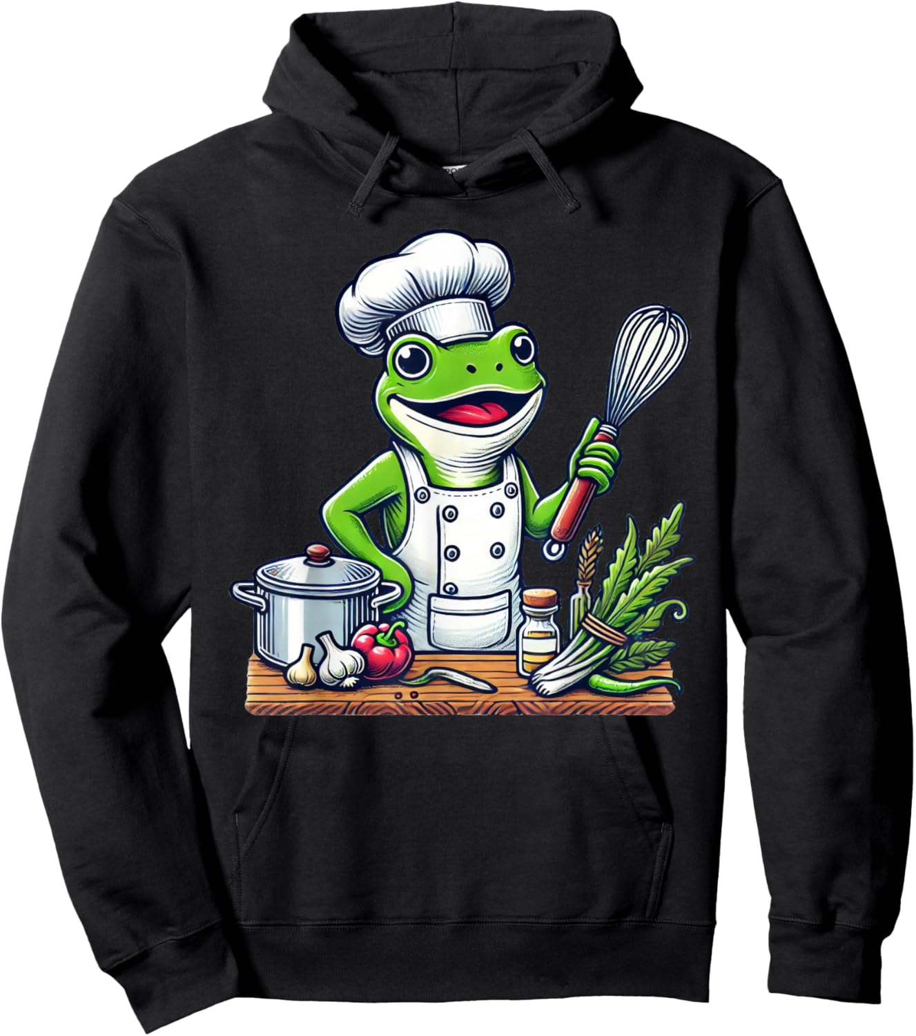 Funny Frog Chef Cook Cooking Hoodie - Hoodie | Black