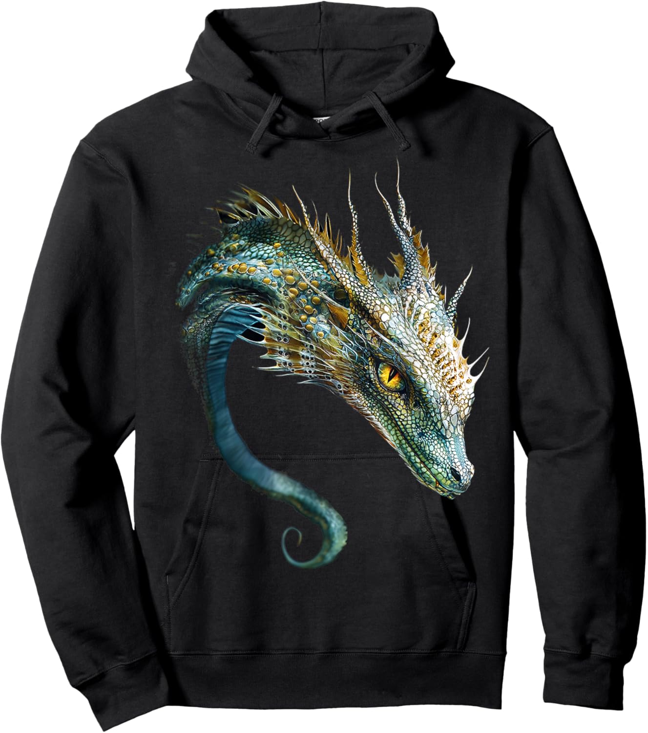 Sea Dragon Motif Mythical Art Sea Dragon Hoodie - Hoodie | Black