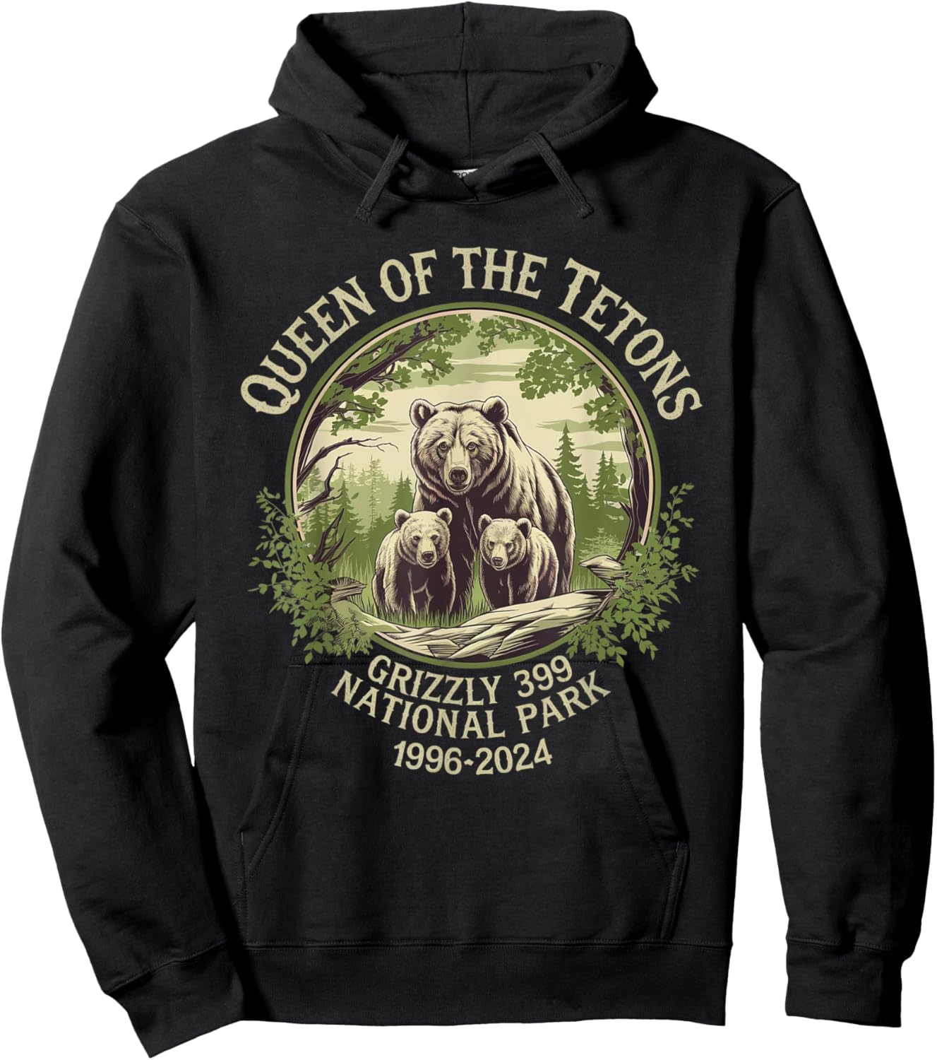 Queen Of The Tetons Grizzly 399 Wildlife Preserve 1996-2024 Hoodie - Hoodie | Black