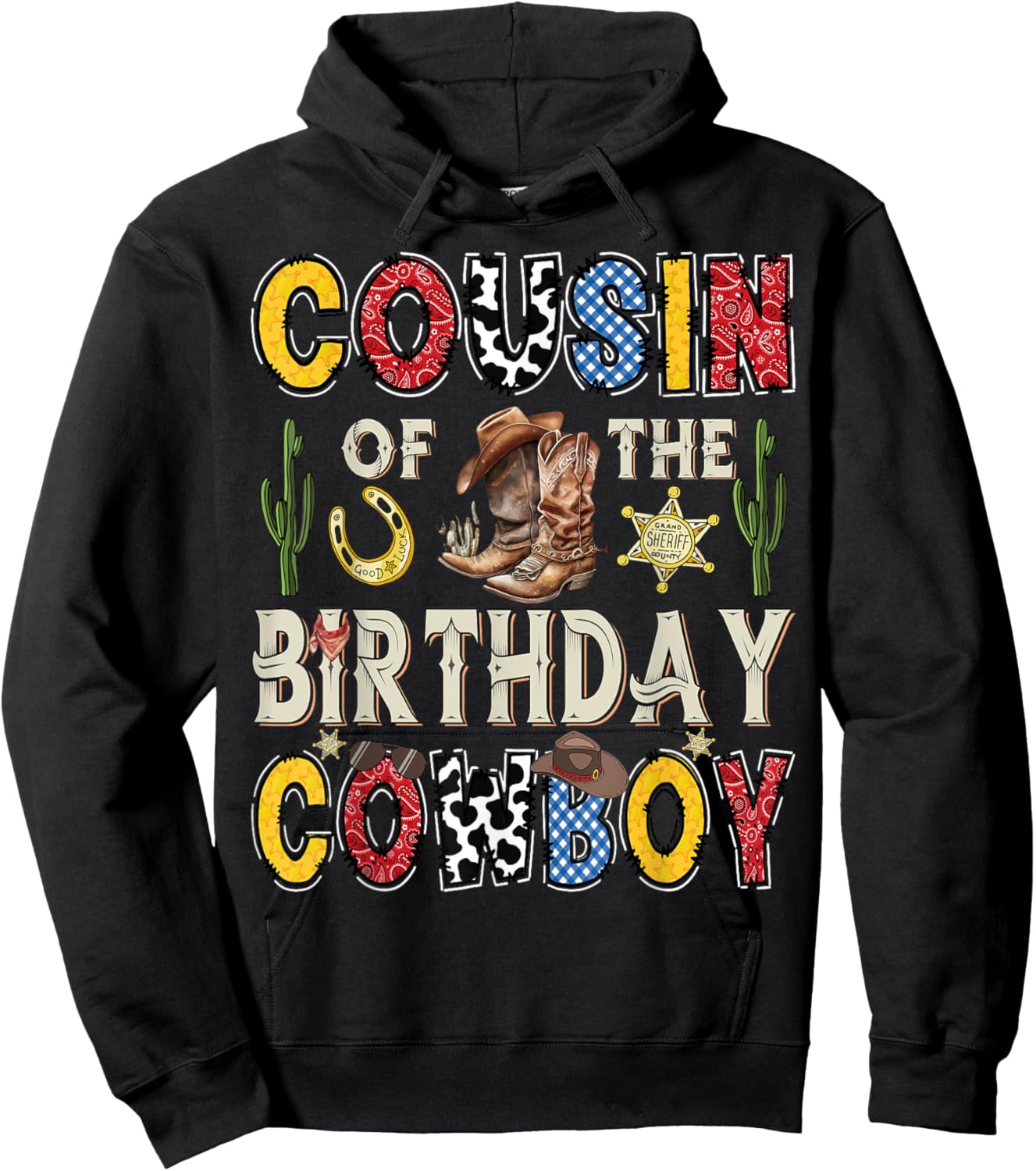 Cousin Of The Birthday CowBoy Rodeo Cousin Western Hoodie - Hoodie | Black
