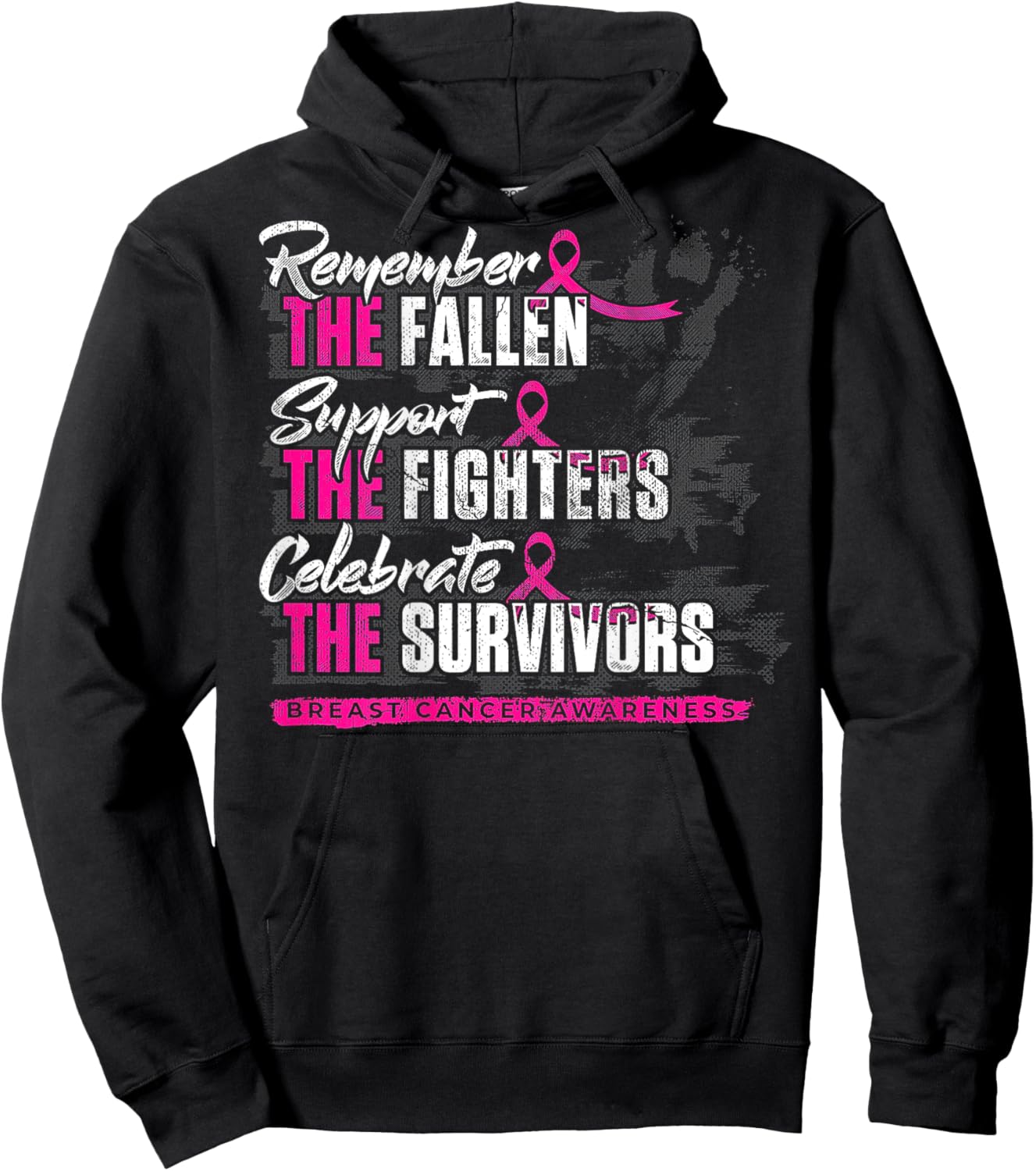Remember The Fallen Support The Fighters Breast Cancer -back Hoodie - Hoodie | Black