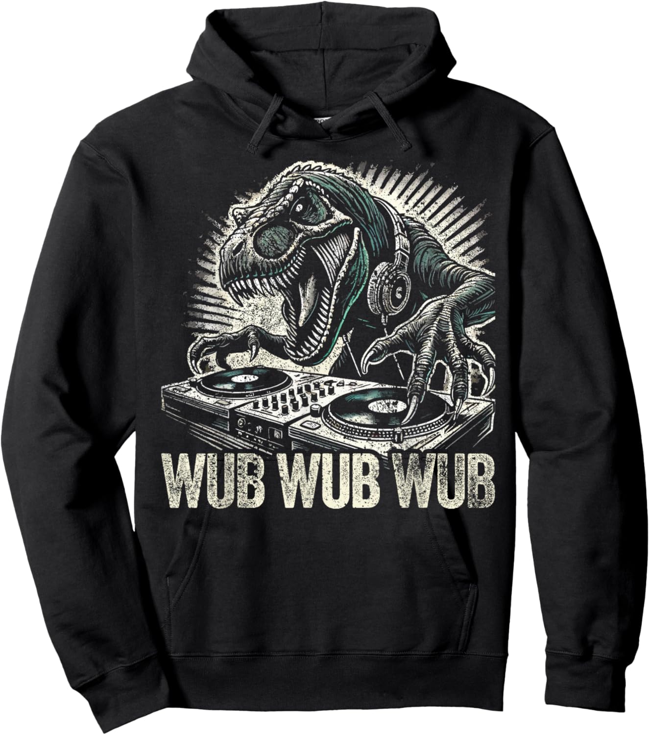 Electronic Music Dinosaur Dj Dubstep Hoodie - Hoodie | Black