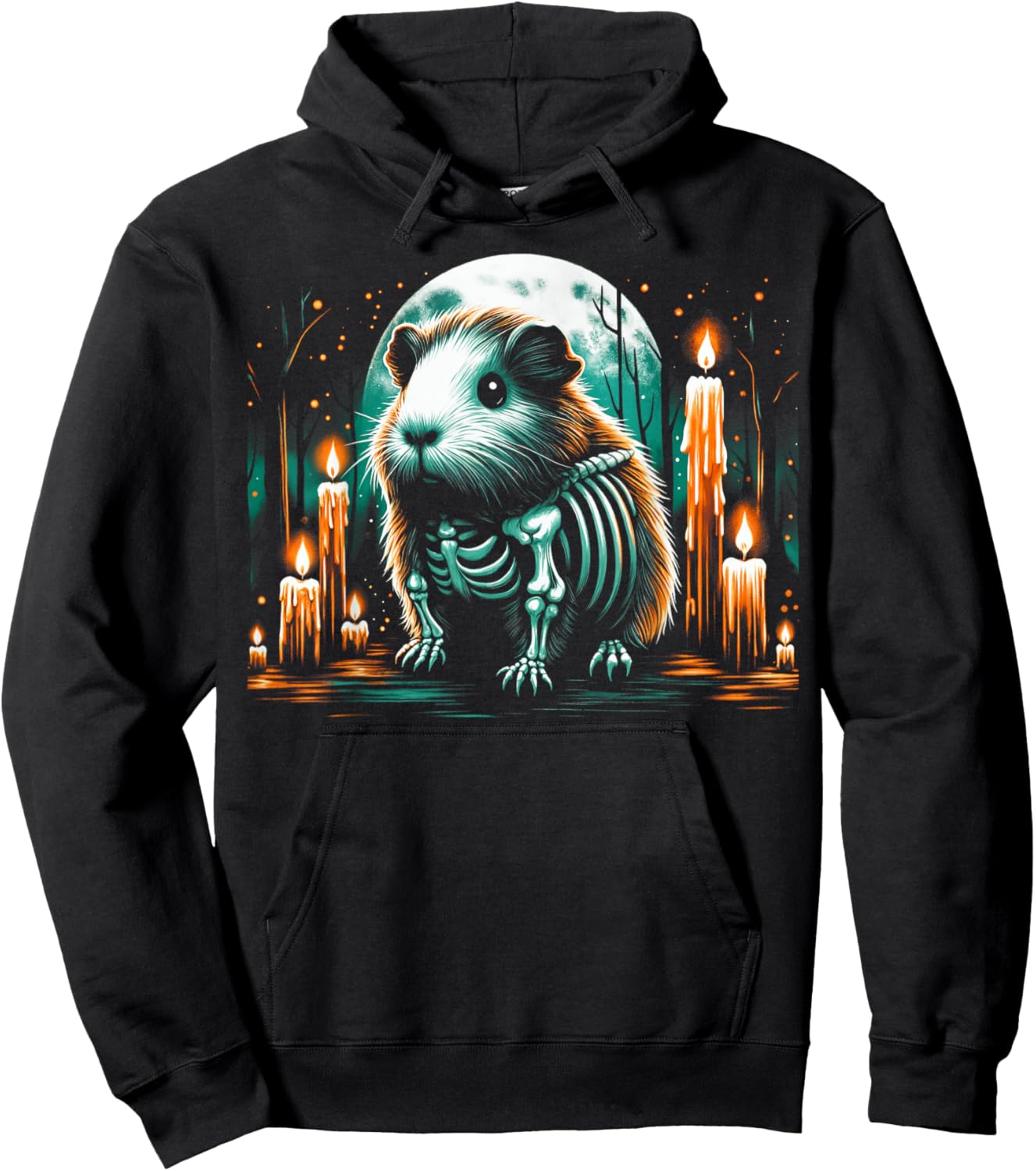 Cool Guinea Pig Skeleton Halloween Christmas Birthday Hoodie - Hoodie | Black