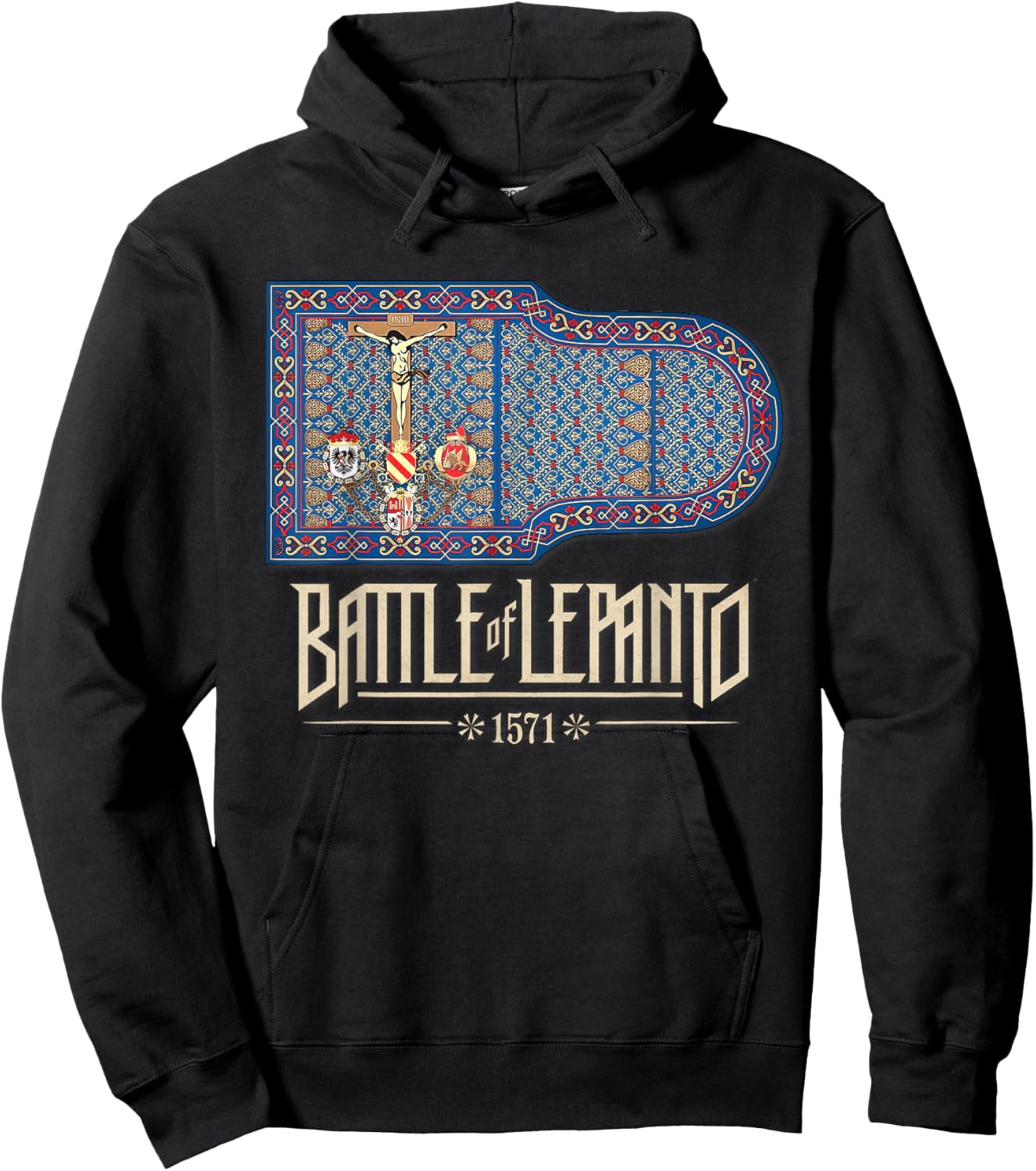 Catholic Lepanto Battle Flag 1571 Crusader Hoodie - Hoodie | Black