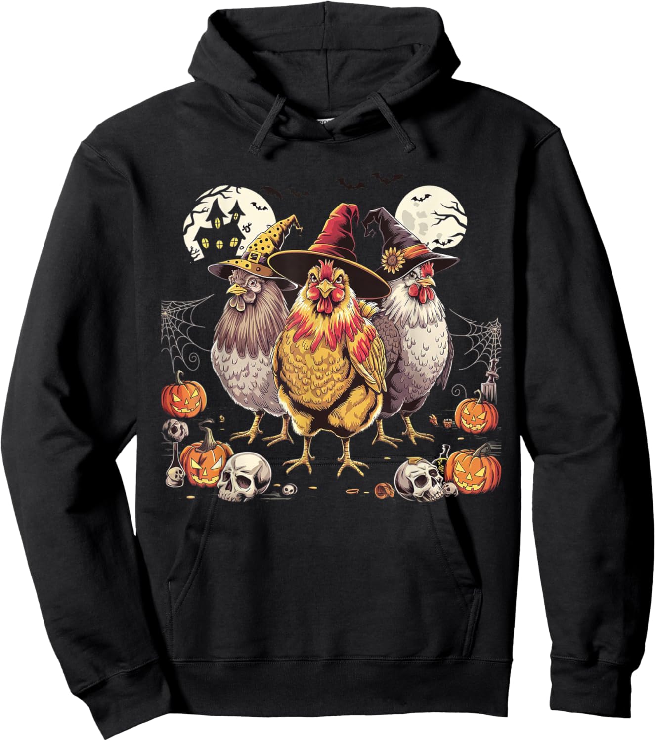 Funny Halloween Chicken Costume Spooky Season Chickens Witch Hoodie - Hoodie | Black