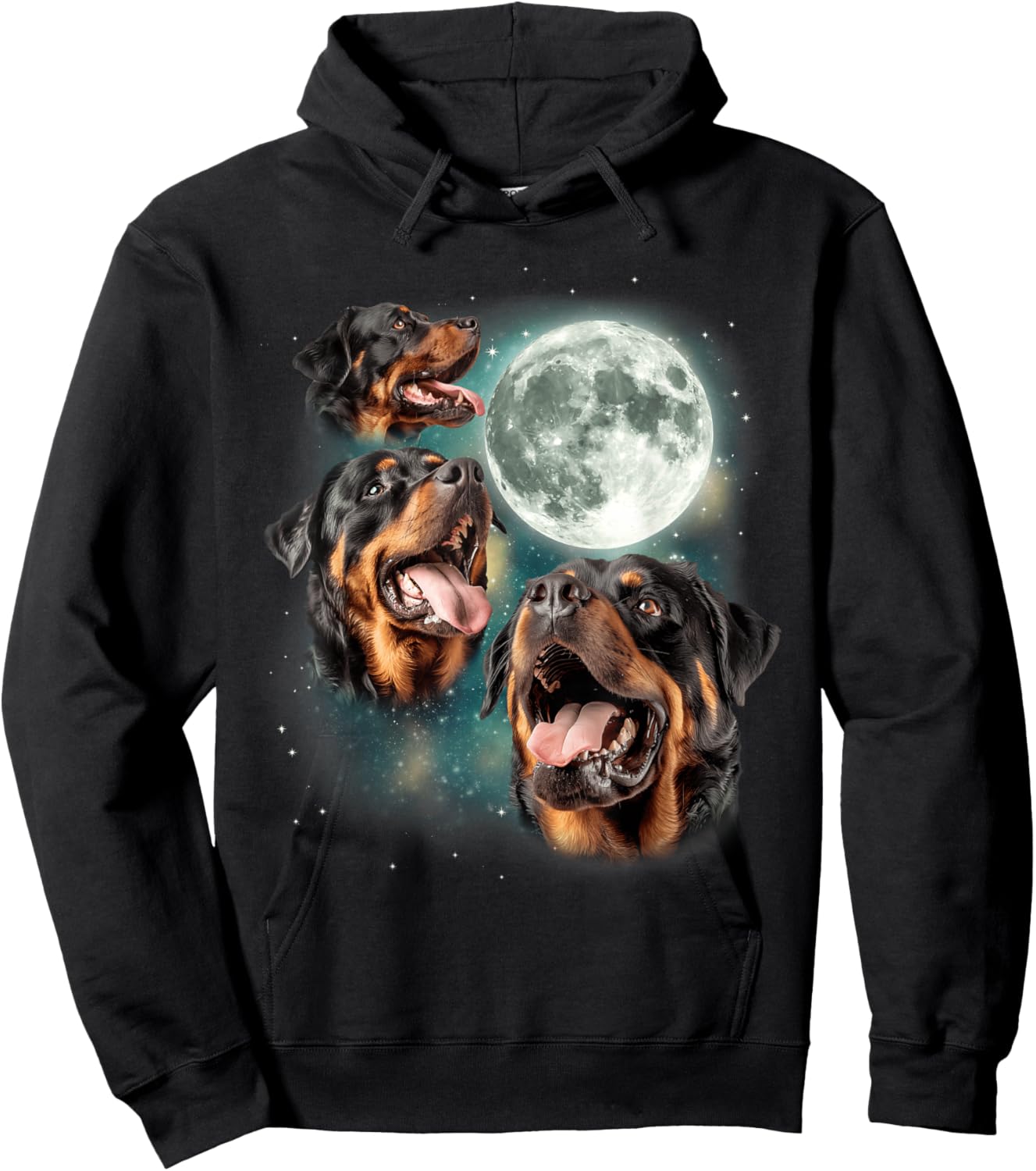 Three Rottweiler Moon | Rottie Lovers 3 Howling Dogs Hoodie - Hoodie | Black