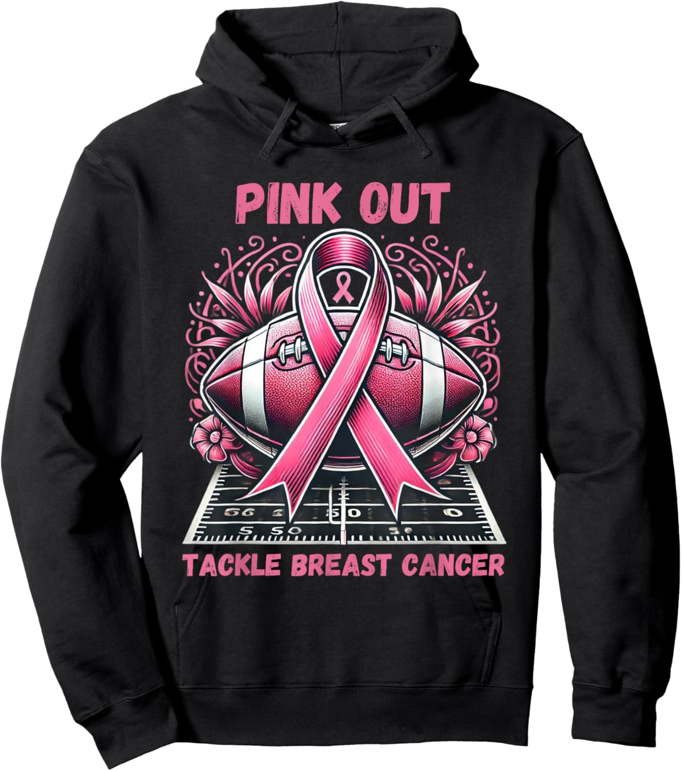 Pink Out Tackle Breast Cancer Awareness American Football Hoodie - Hoodie | Black