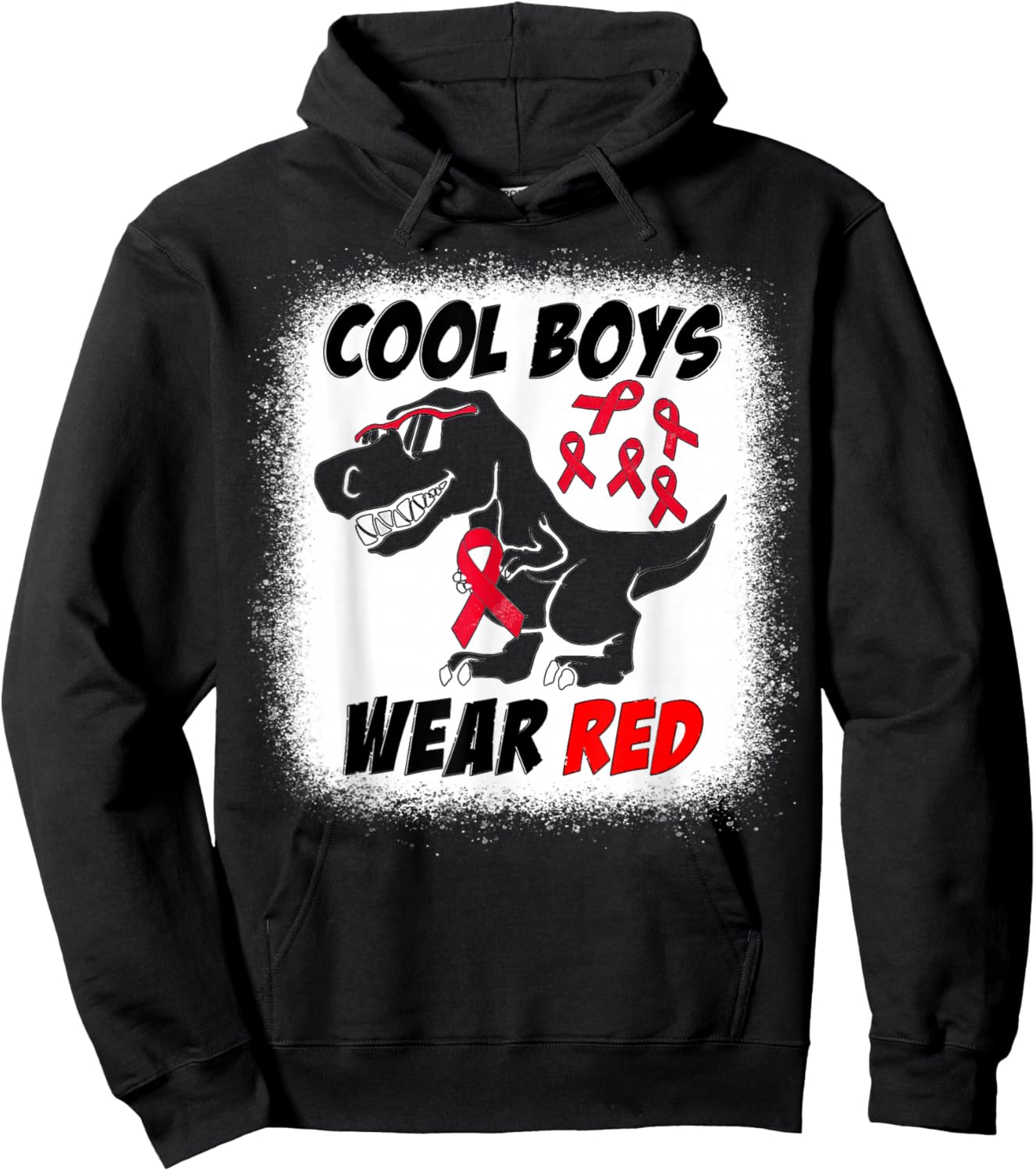 Cool Boys Wear Red For Red Ribbon Week T-Rex Dino Boys Kids Hoodie - Hoodie | Black
