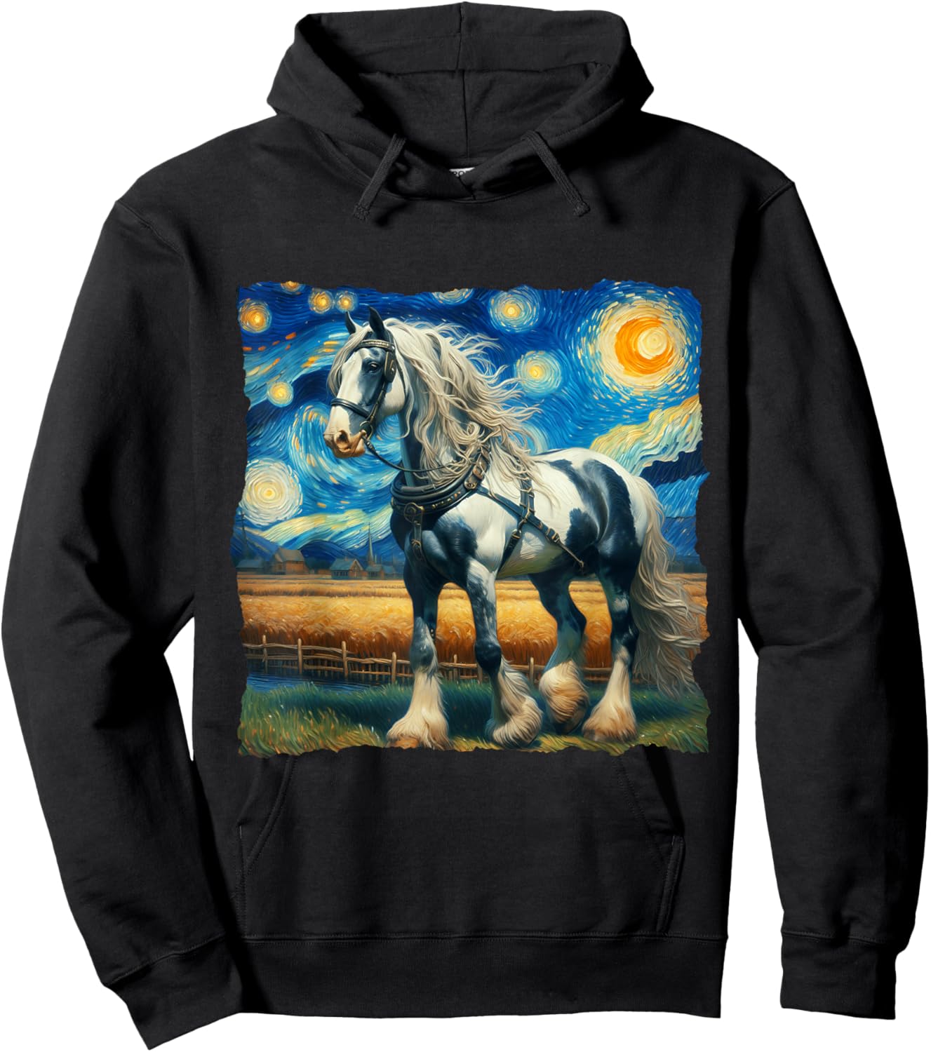 Belgian Draft Starry Night Belgian Draft Horse Hoodie - Hoodie | Black