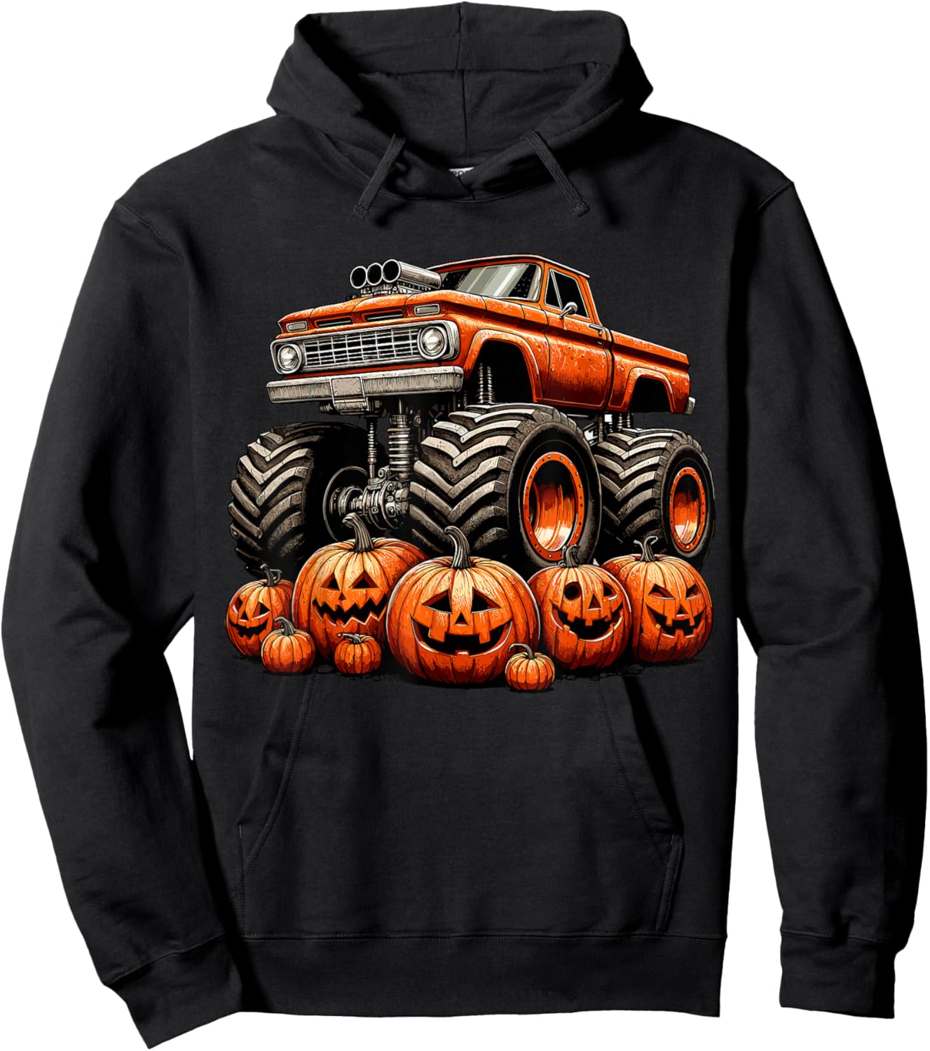 Monster Truck Pumpkin Halloween Hoodie - Hoodie | Black