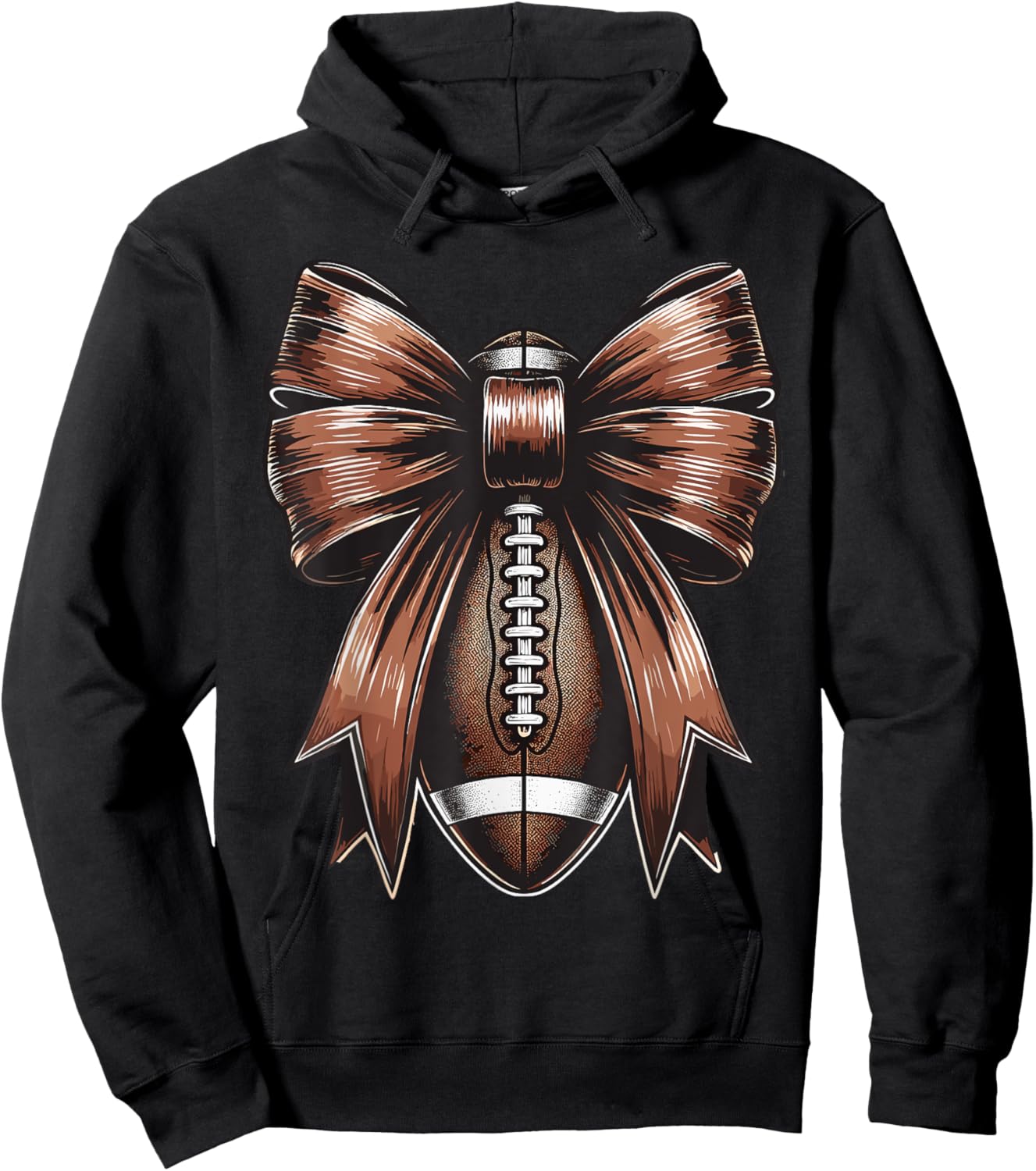 Football Coquette Bow American Football Thanksgiving Autumn Hoodie - Hoodie | Black