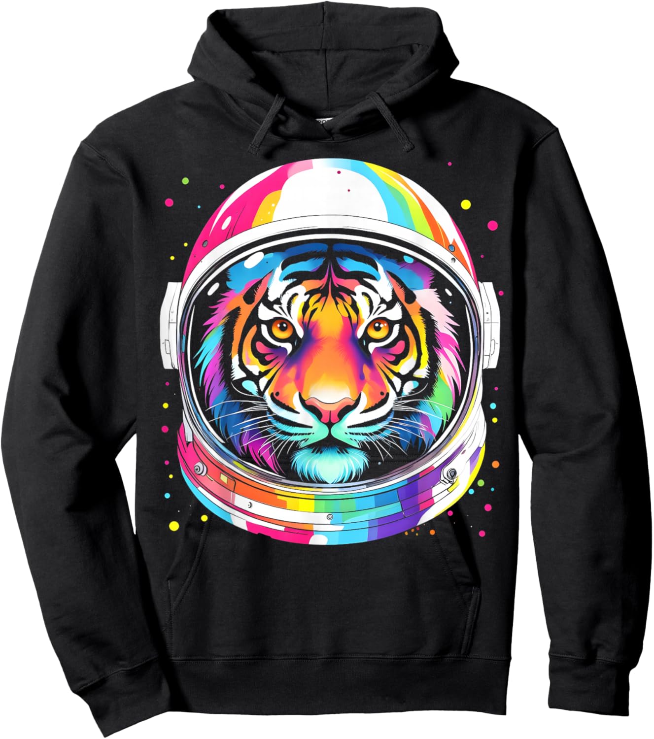 Astronaut Tiger Adventure Vibrant Colorful Space Funny Hoodie - Hoodie | Black