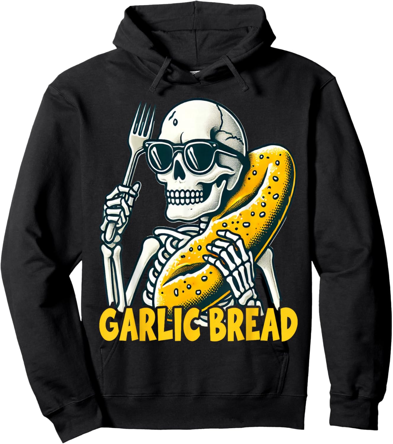 Garlic Bread Skeleton Funny Hoodie - Hoodie | Black
