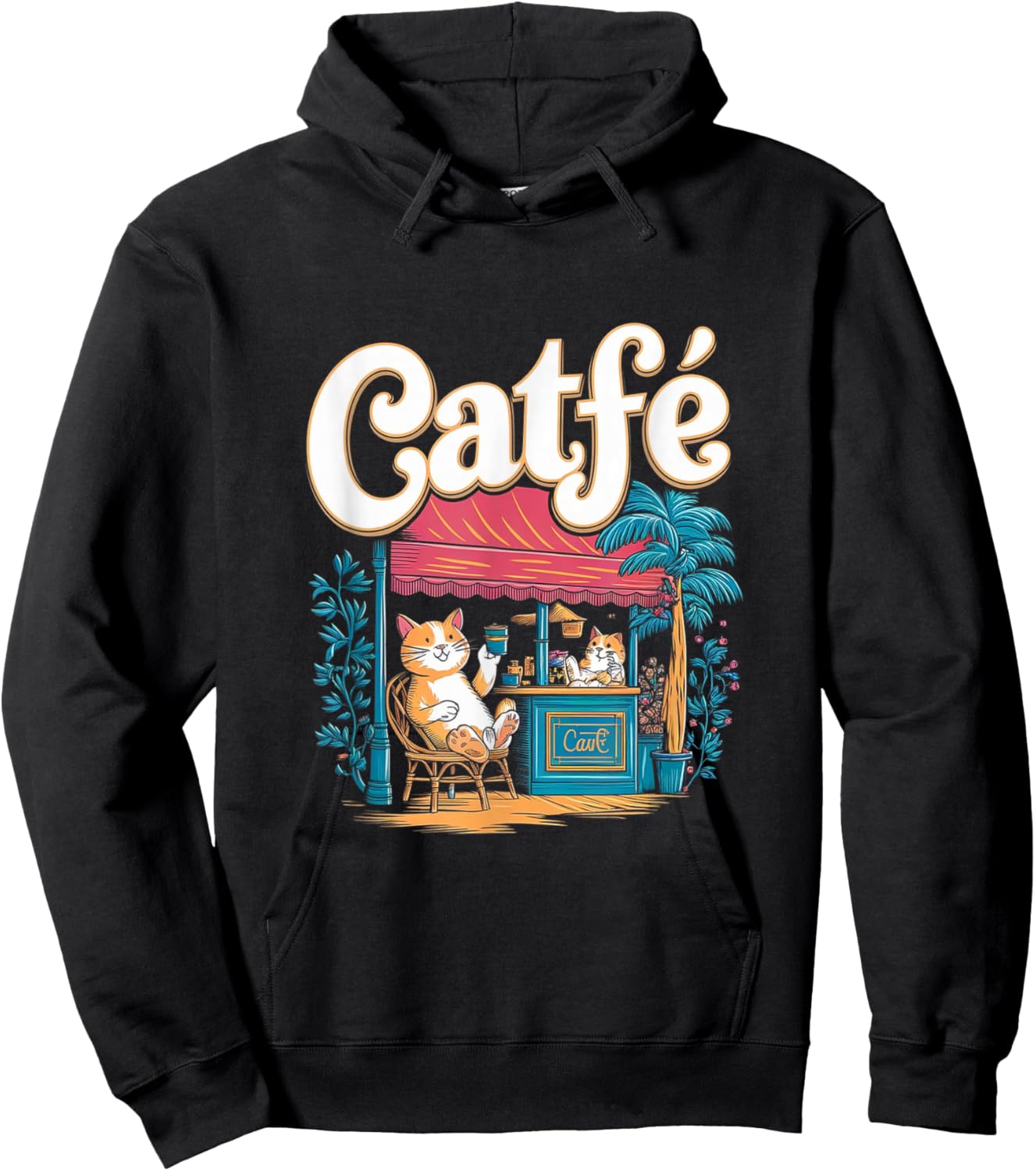 Funny Coffee Lover Cat Owner Cafe Pun Hoodie - Hoodie | Black