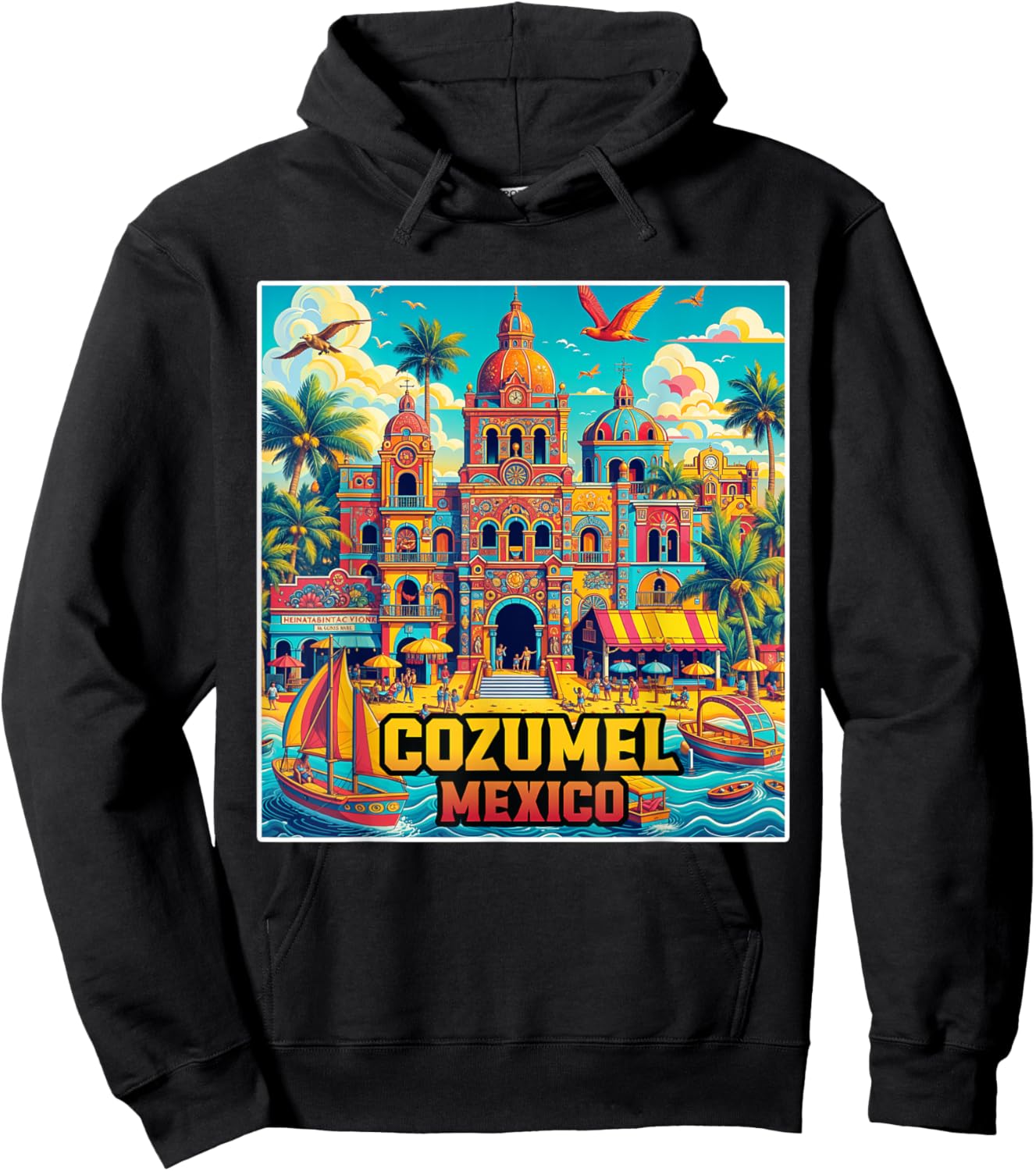 Cozumel Mexico Shirt Family Vacation Trip Vintage Retro City Hoodie - Hoodie | Black