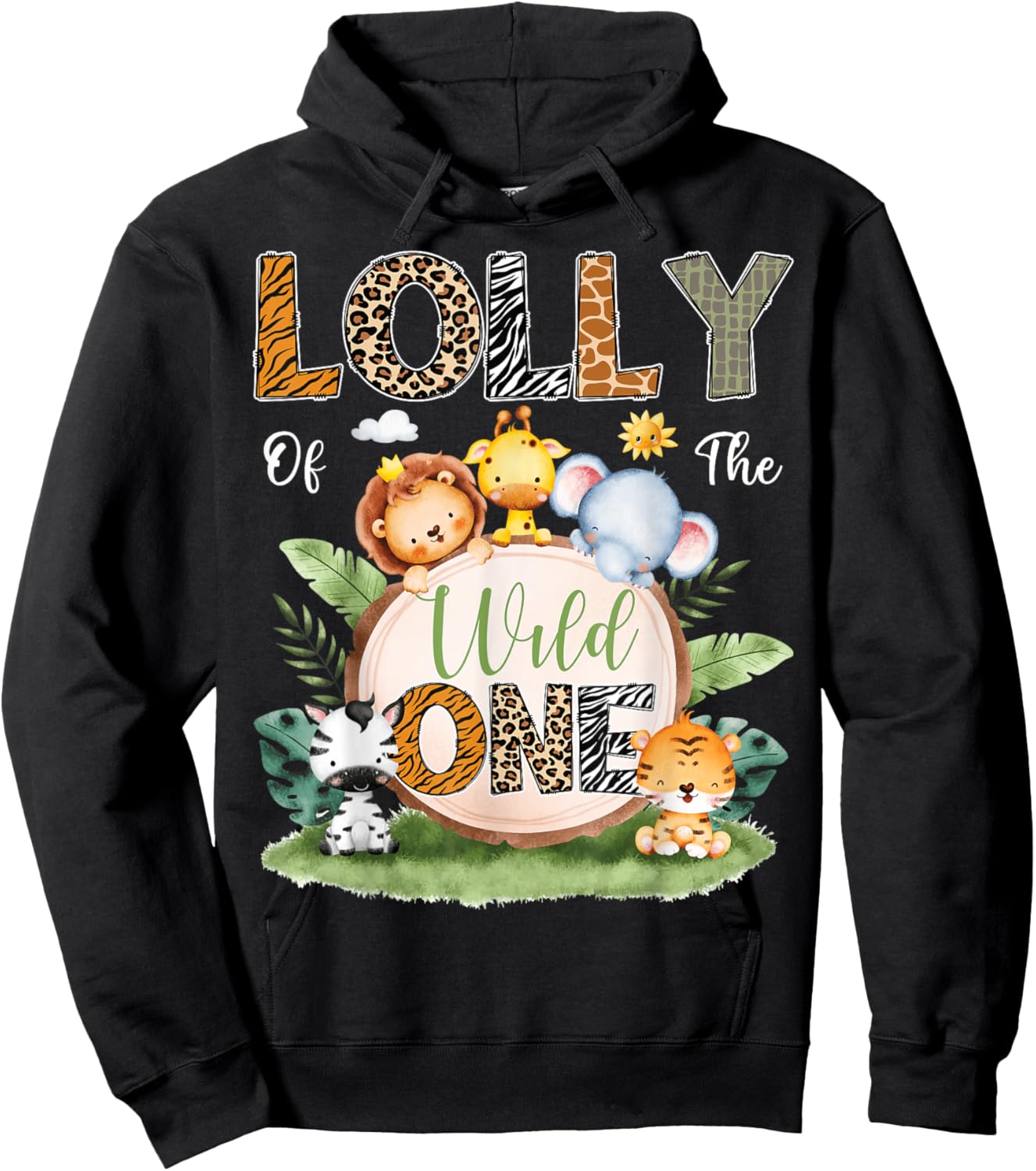 Lolly Of The Wild One 1St Birthday Kids Safari Jungle Hoodie - Hoodie | Black