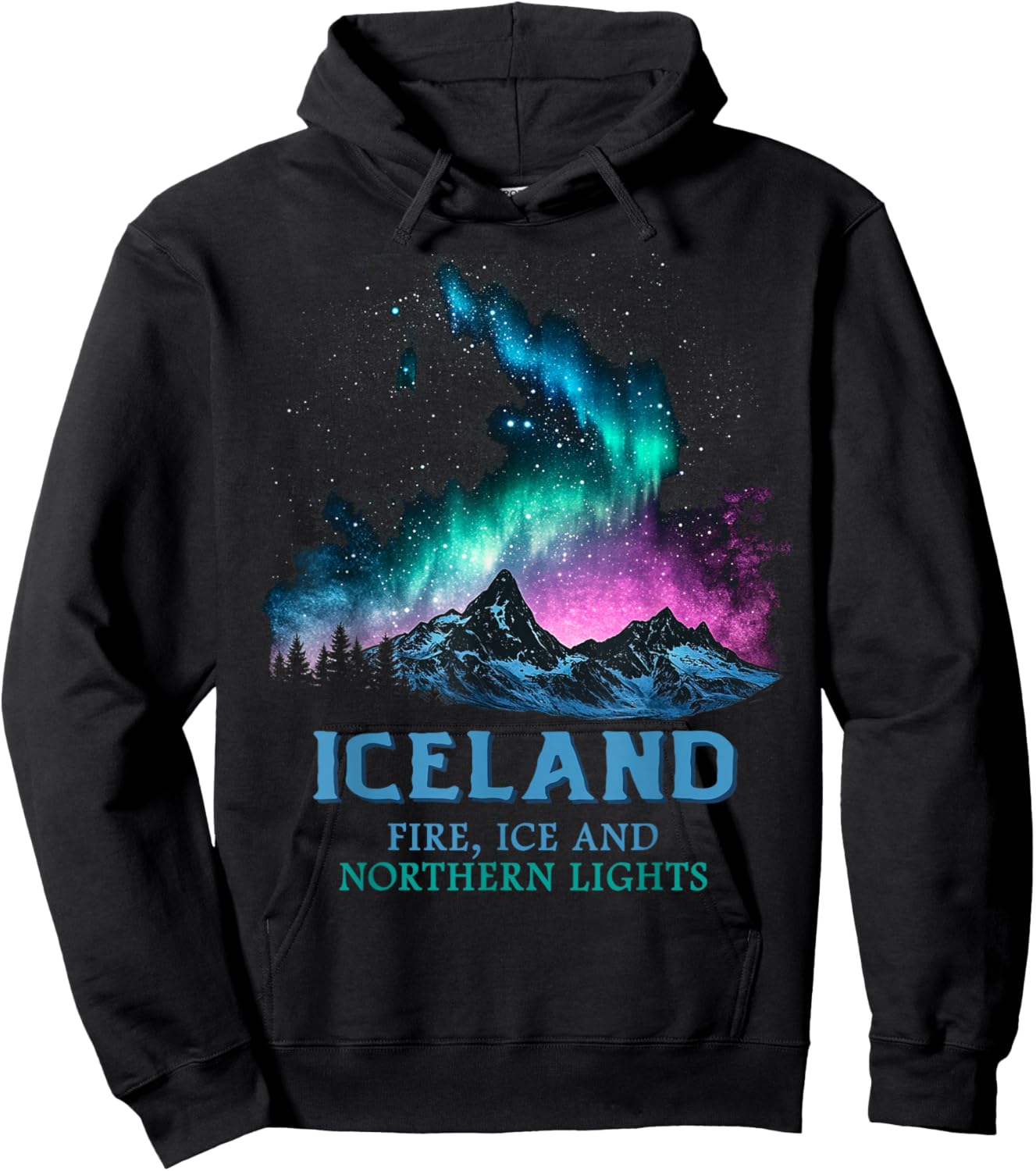 Iceland - Fire Ice Northern Lights Aurora Borealis Hoodie - Hoodie | Black