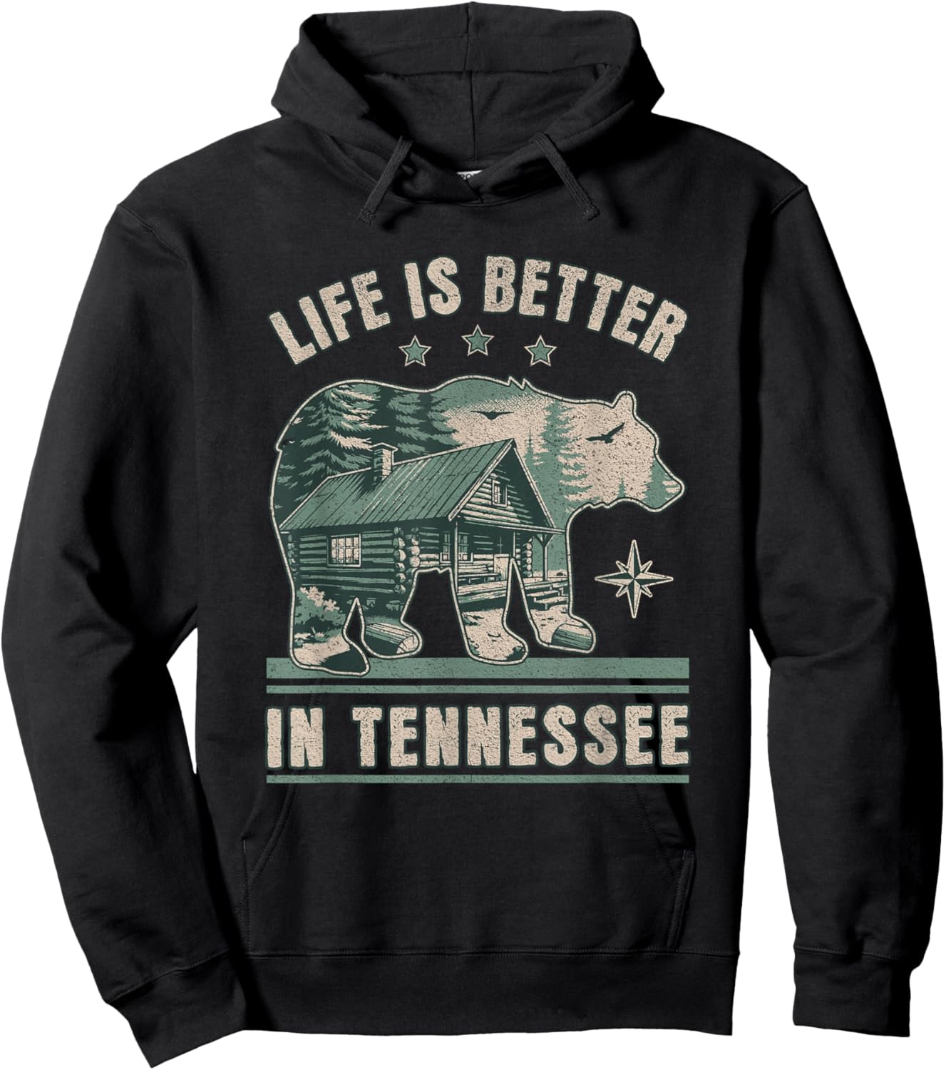 Life Is Better In Tennessee, Smoky Mountains Outdoors Hiking Hoodie - Hoodie | Black