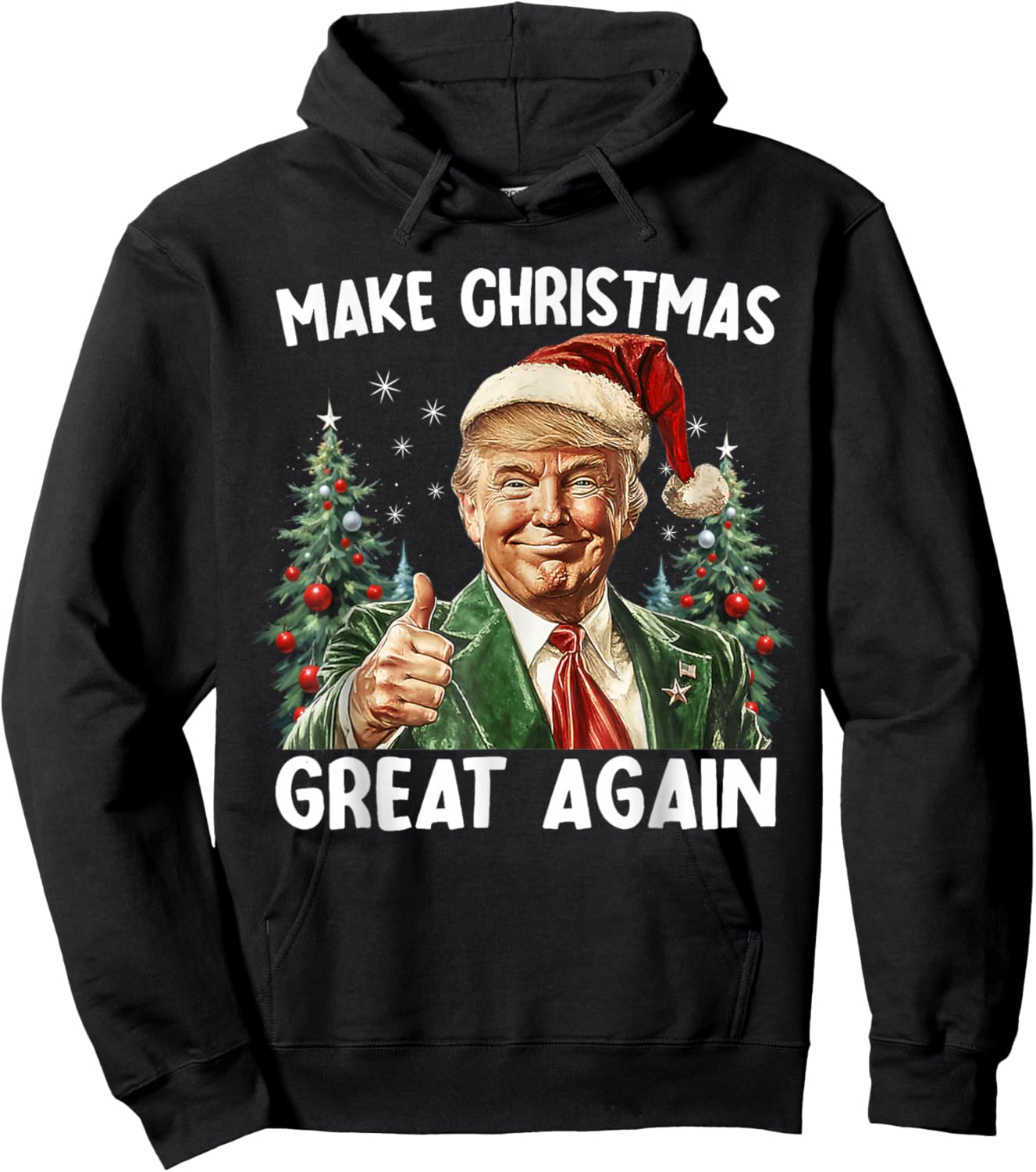 Make Christmas Great Again Funny Santa Trump 2025 Men Xmas Hoodie - Hoodie | Black