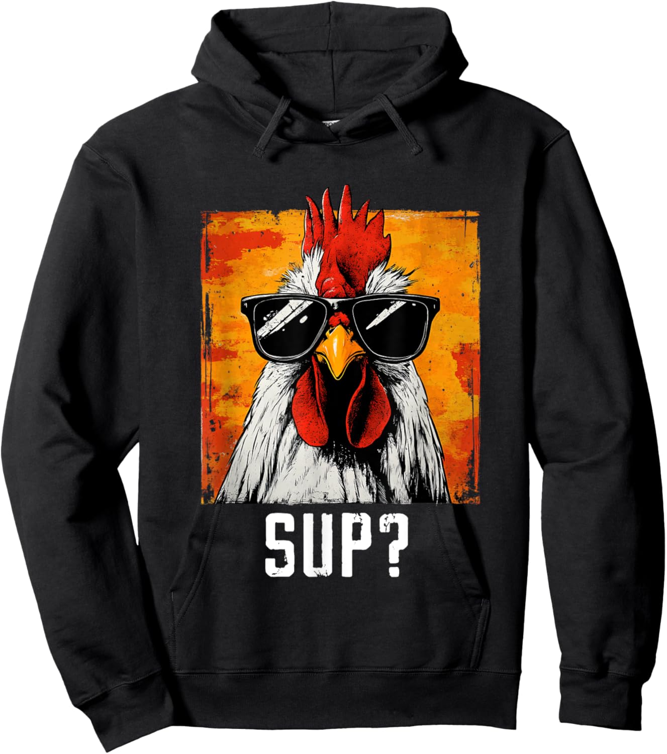 Sup Chicken Sunglasses Animal Farm Farmer Hoodie - Hoodie | Black