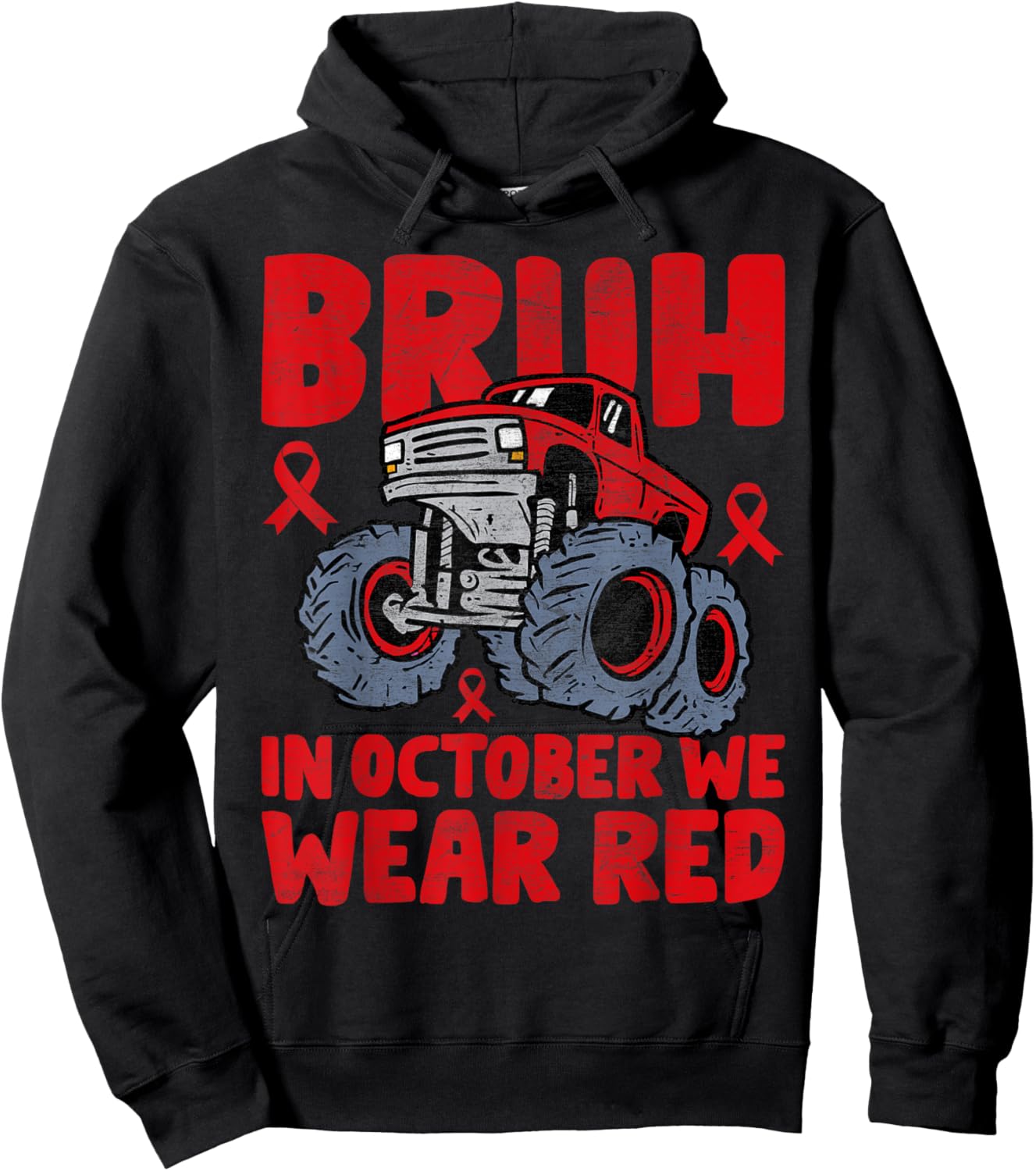 Red Ribbon Week Shirt for Kids Boys Bruh In October Wear Red Hoodie - Hoodie | Black