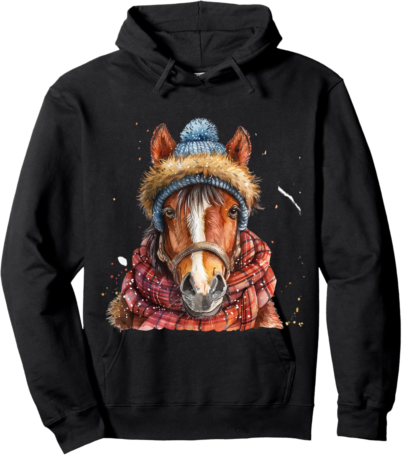 Merry Christmas Gifts For The Whole Family Adult Equestrian Horse Portrait Christmas Horseback Riding Hoodie - Hoodie | Black
