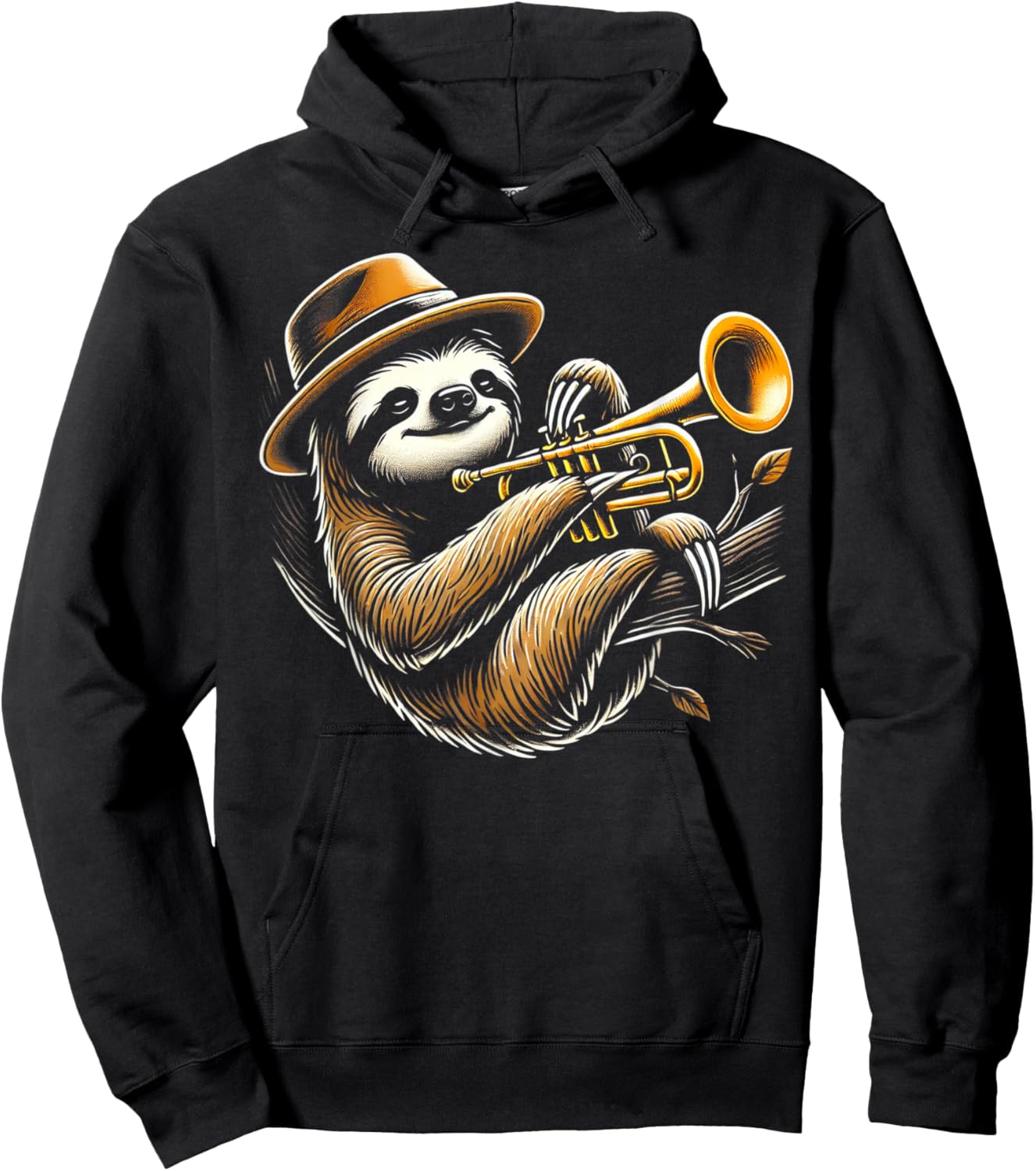 Sloth Trumpet Player Trumpeter Jazz Music Lover Hoodie - Hoodie | Black