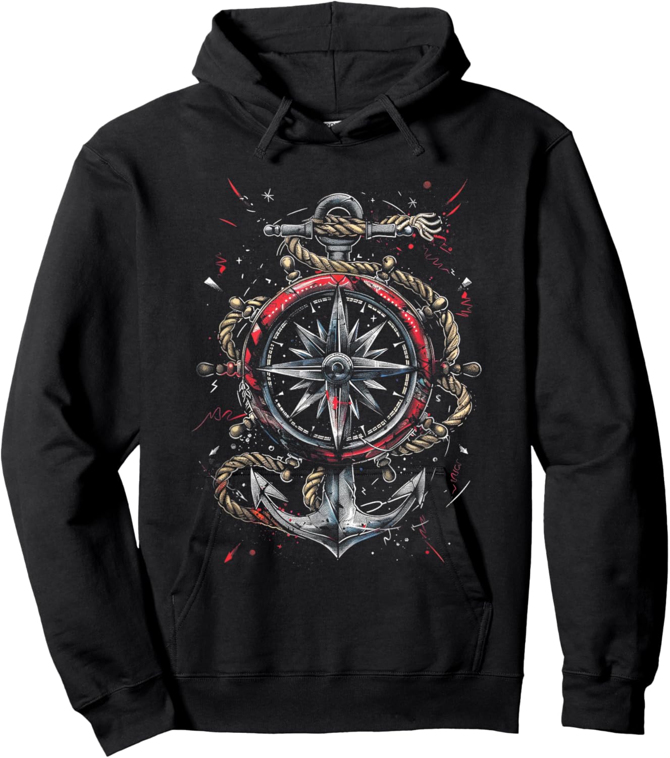 Sailor Nautical Compass Anchor Rope Compass rose Hoodie - Hoodie | Black