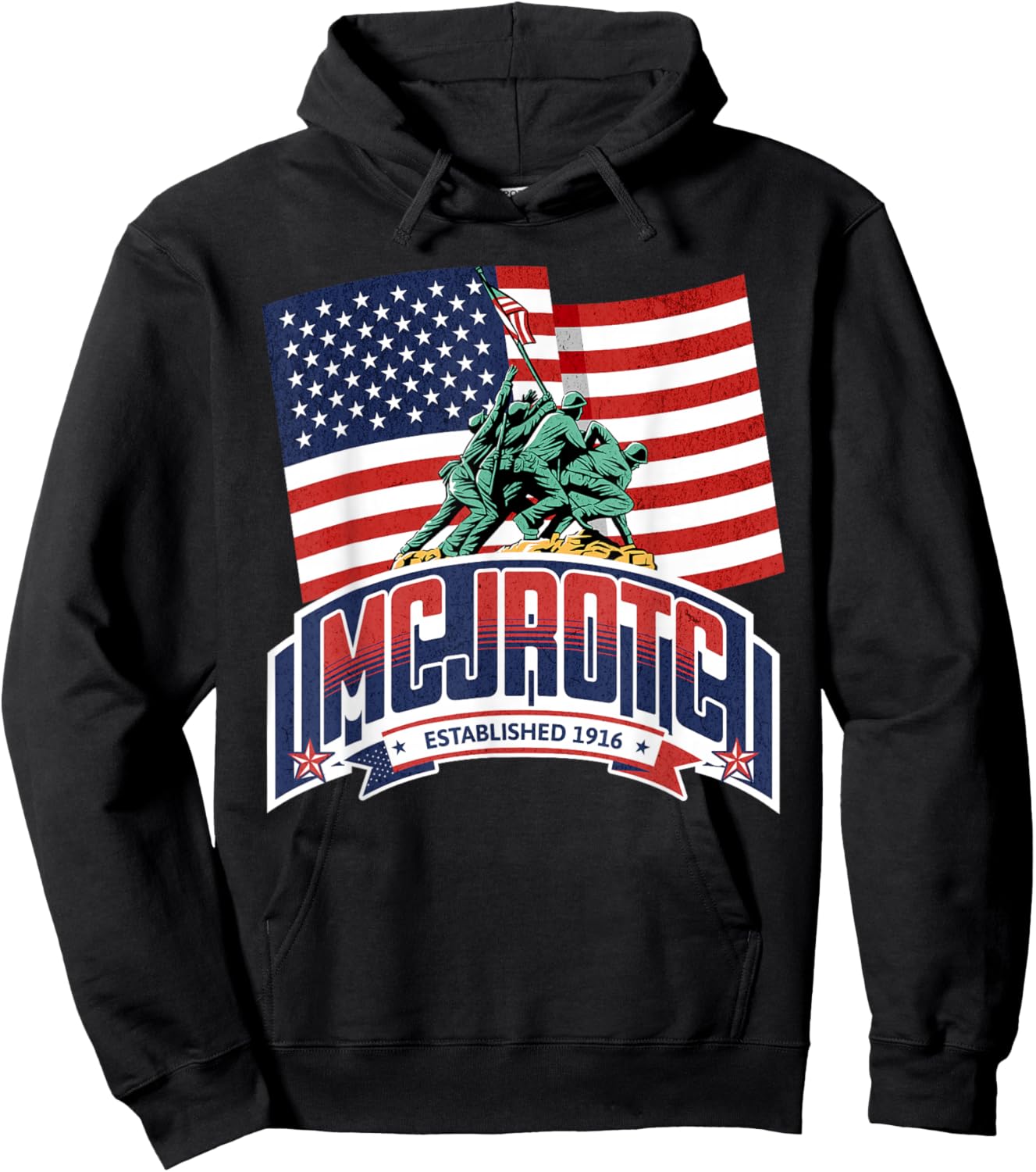 Patriotic MCJROTC Cadet Proud Military American Flag MCJROTC Hoodie - Hoodie | Black