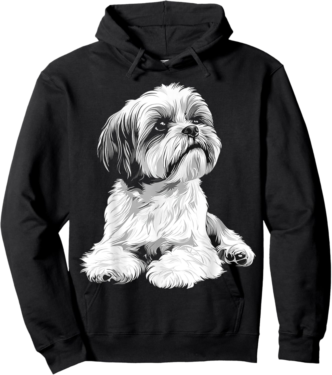 Shih Tzu Dog Motif Pet Illustration Shih Tzu Women Kids Hoodie - Hoodie | Black