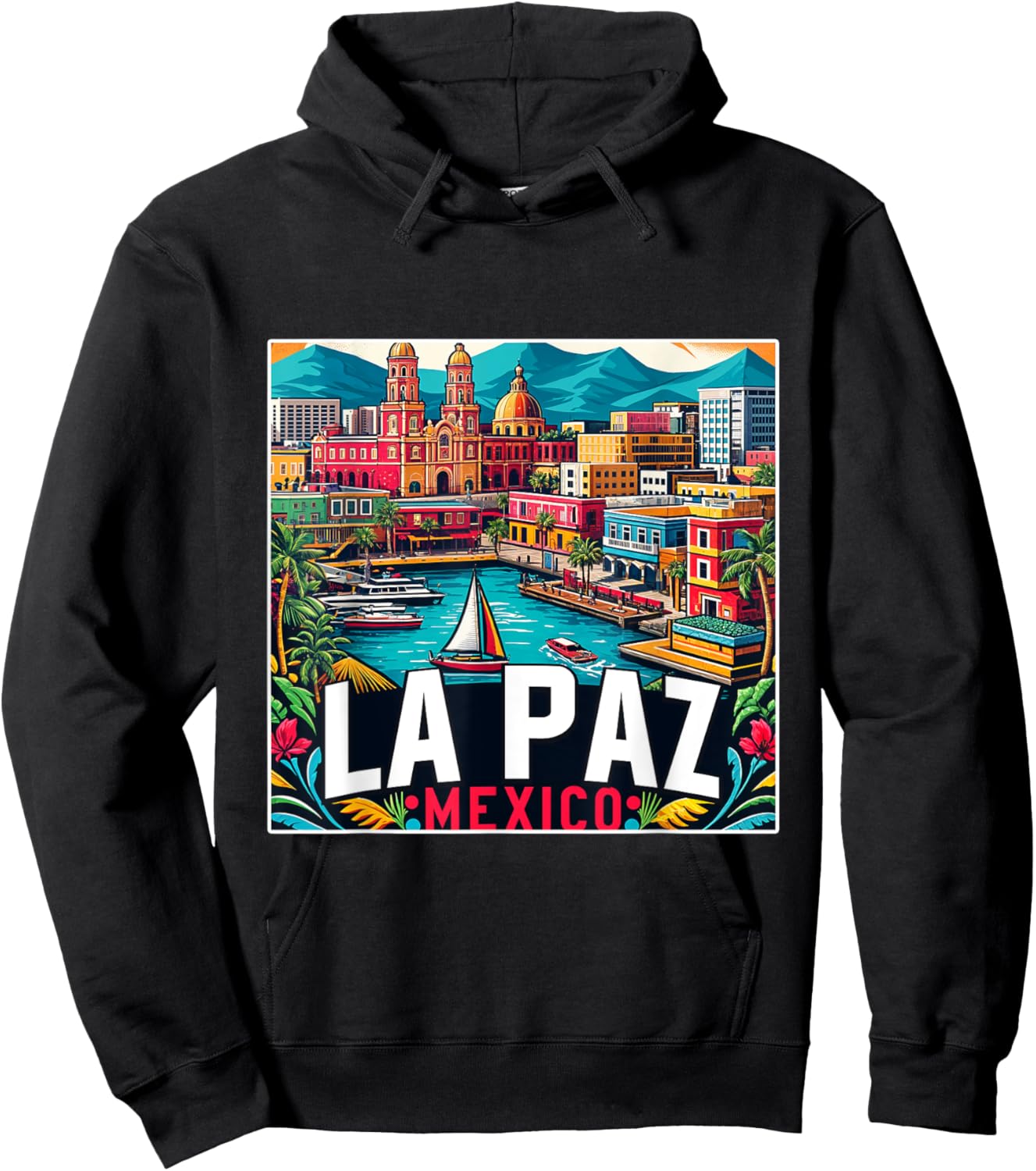 La Paz Mexico Shirt Family Vacation Trip Retro City Skyline Hoodie - Hoodie | Black