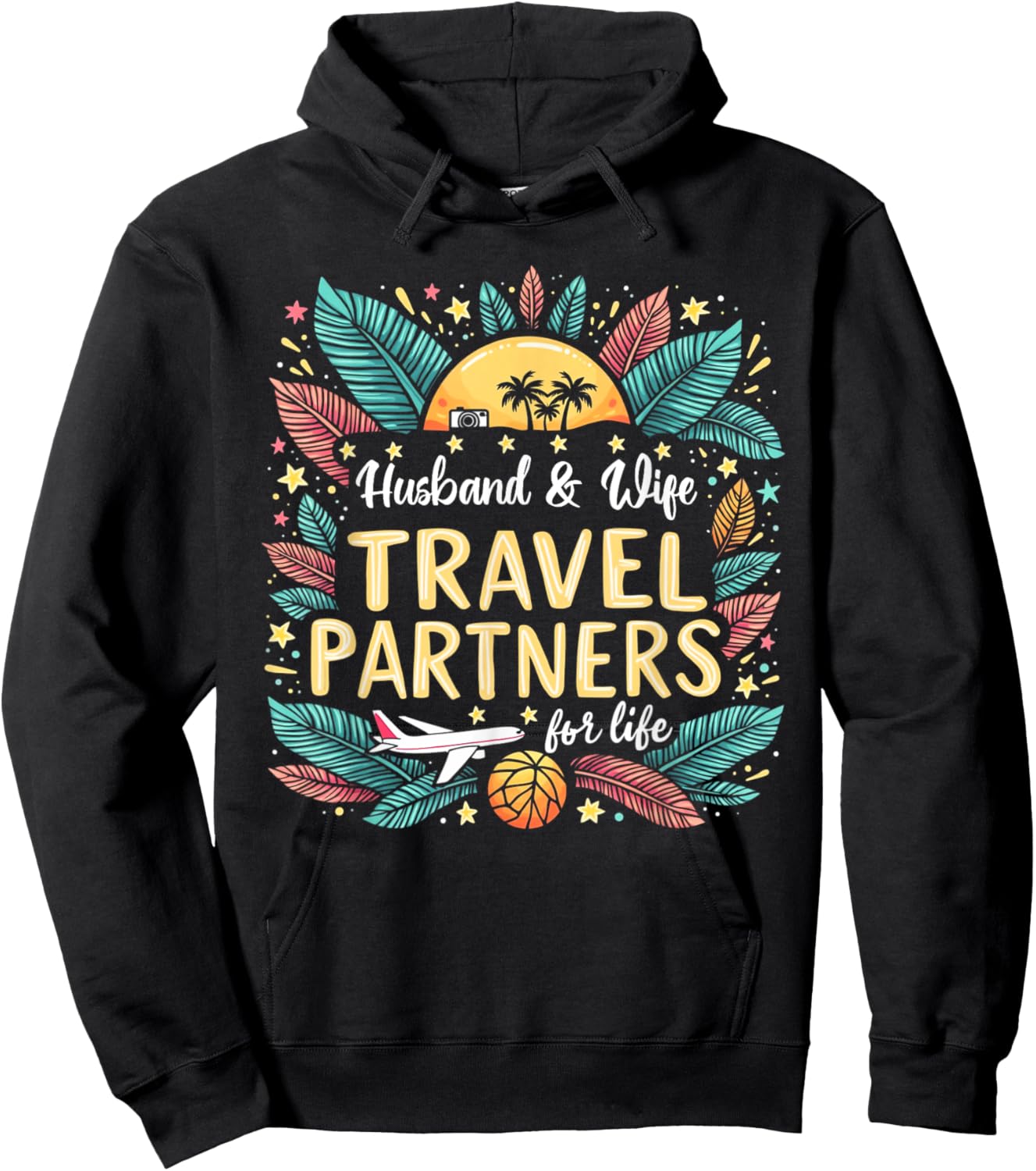 Husband And Wife Travel Partners For Life Summer Vacation Hoodie - Hoodie | Black