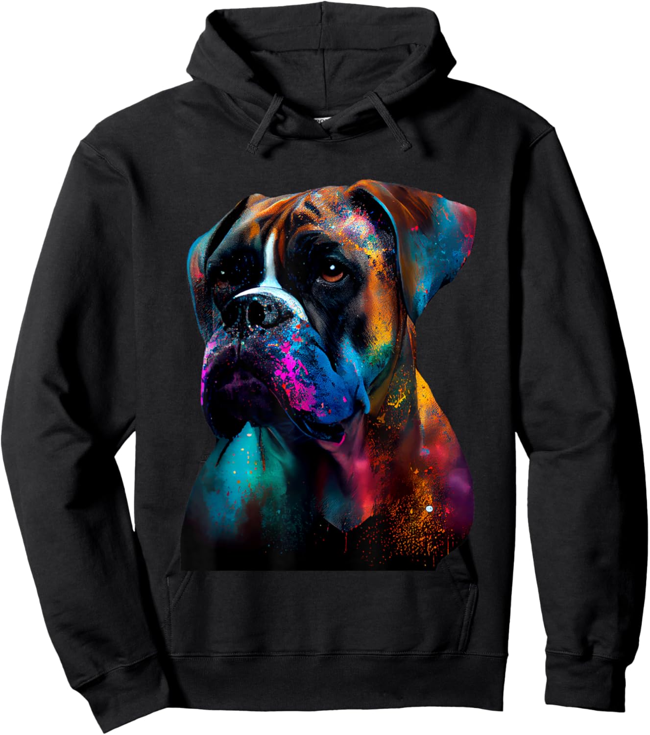 Colorful Boxer Dog Vibrant Paint Splash Women Kids Hoodie - Hoodie | Black