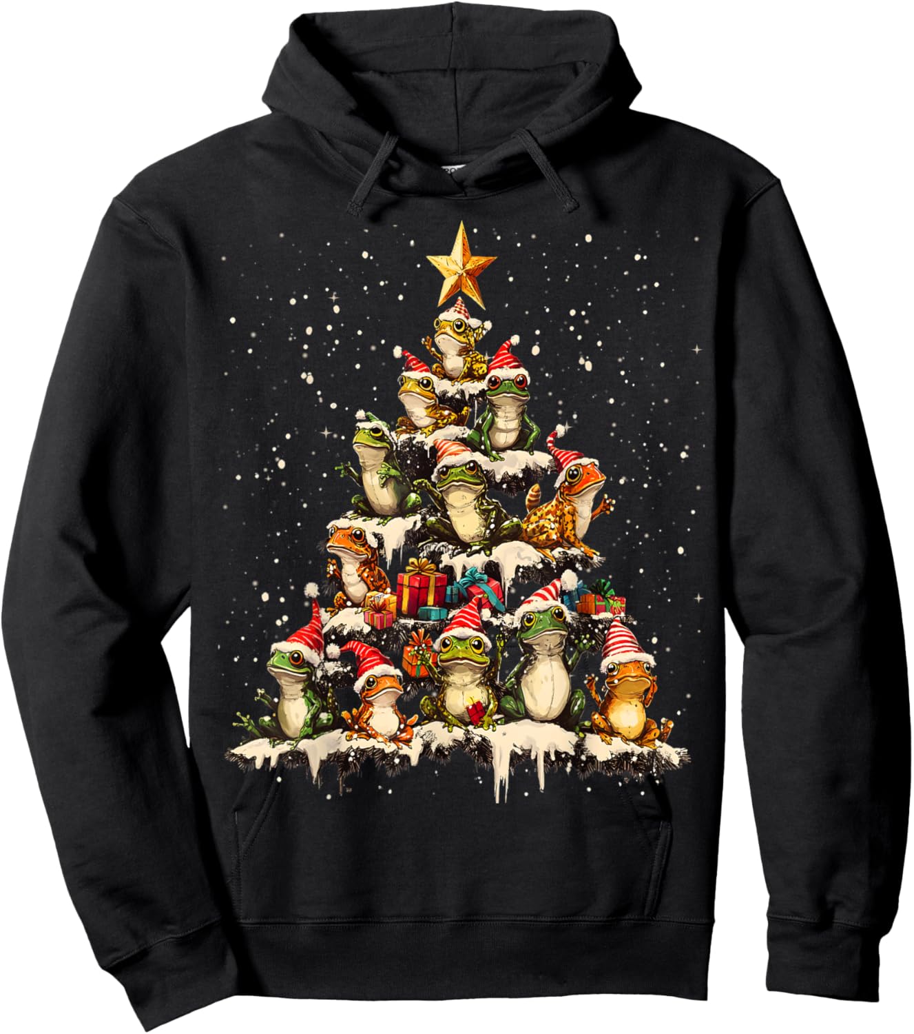 Frog Christmas Tree Ornament Decor Xmas Hoodie - Hoodie | Black