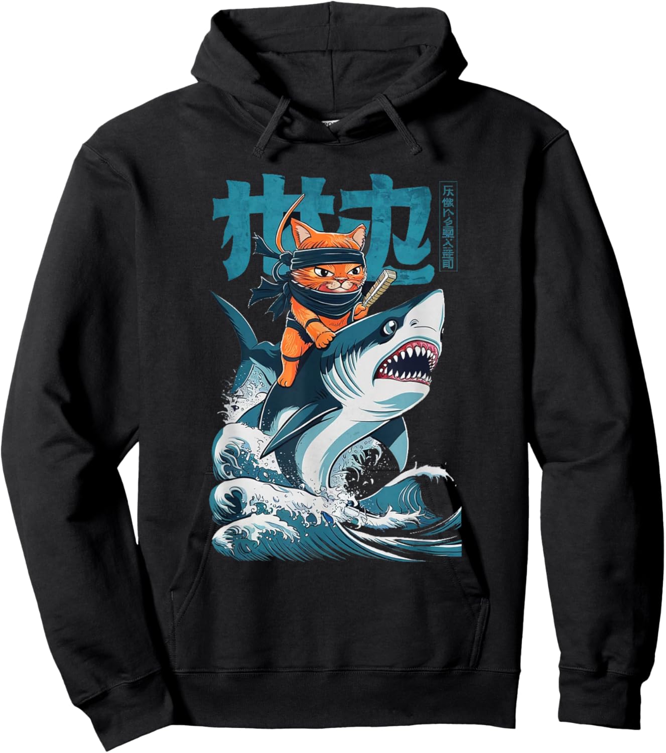 Samurai Cat Ninja Aesthetic Japanese Katana Tokyo culture Hoodie - Hoodie | Black